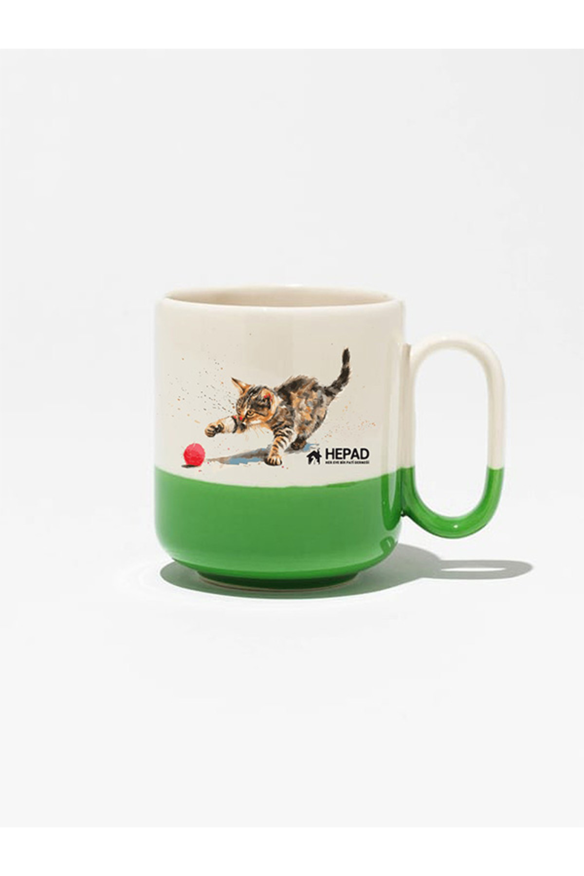 Green White Cat Themed Mug