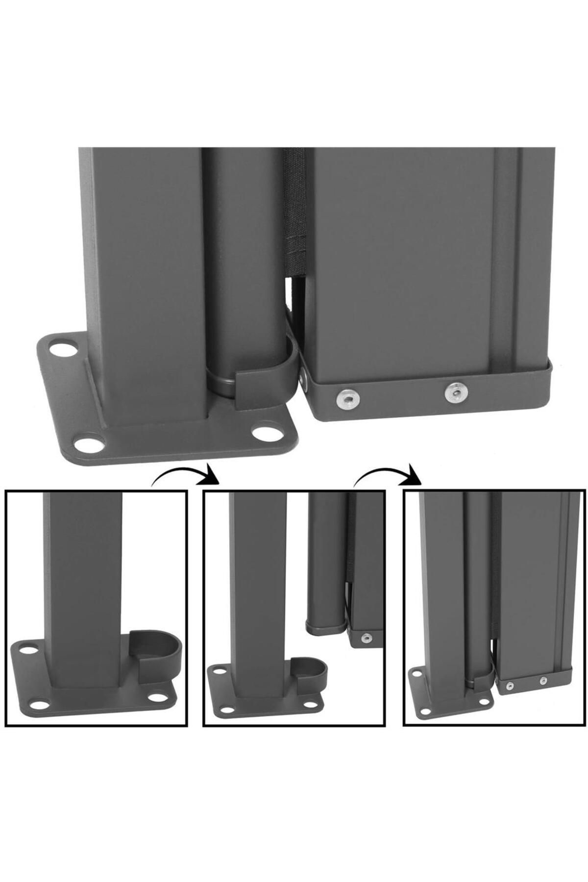 SERSIMO-Side privacy screen, extendable, fixing system included, 200x300cm, dark grey 22