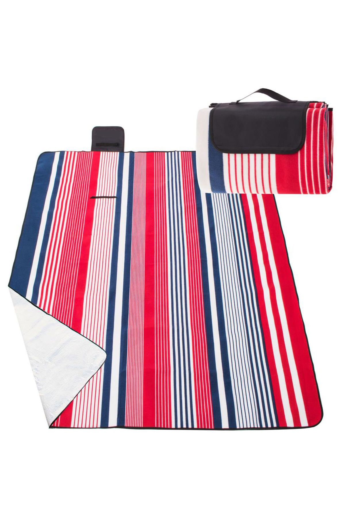 SERSIMO-Picnic or beach blanket, with insulating foil and handle, 200x200cm, blue red 1