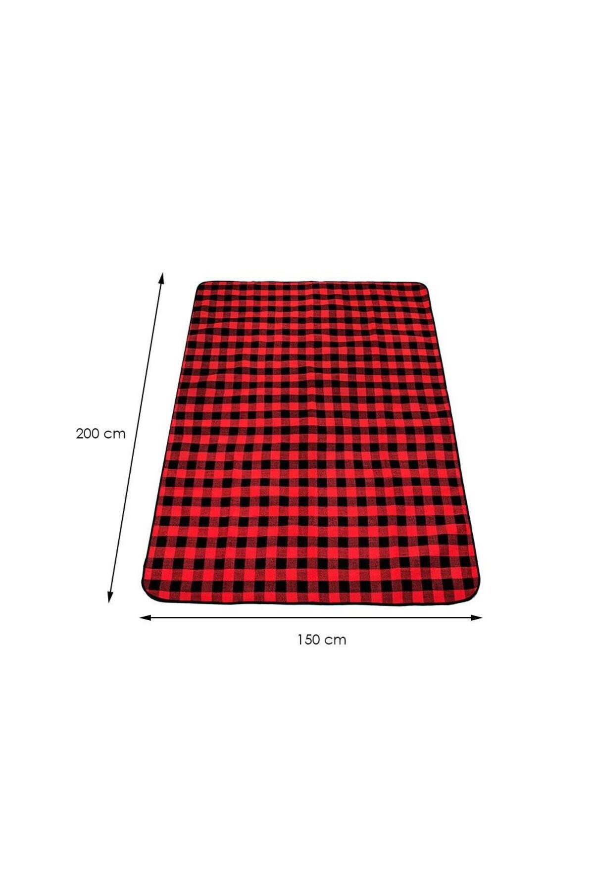 SERSIMO-Picnic or beach blanket, with insulating foil and handle, 150x200cm, red black 8