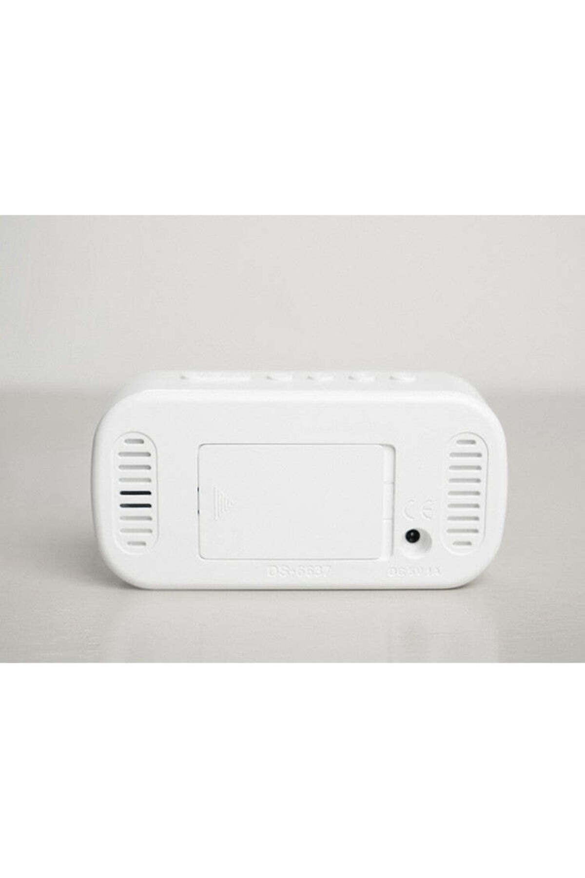 VTM-Black Digital Clock with White LED, Oval Mirror Style, Alarm, 5 Brightness Levels, Adapter Included 5