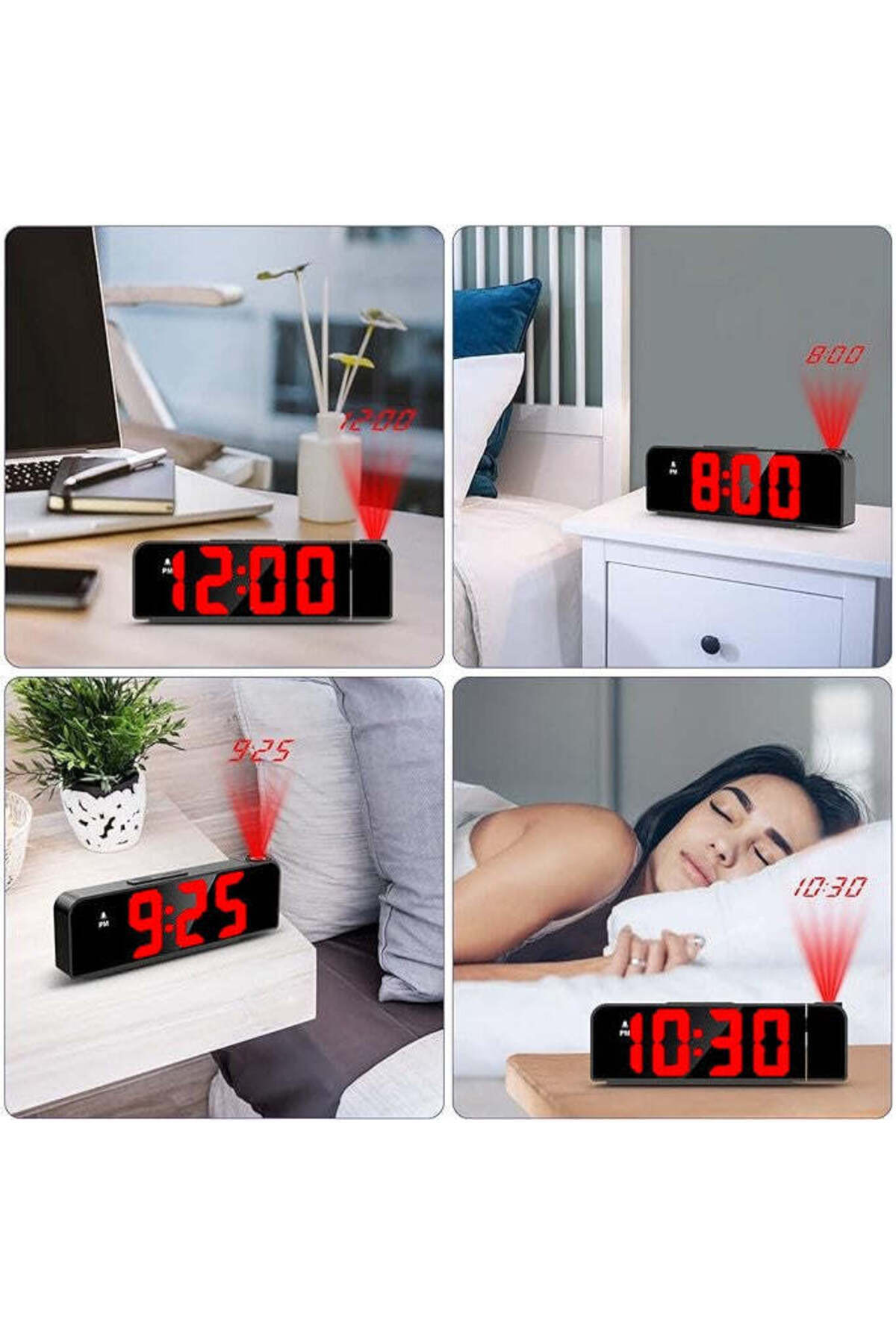 VTM-Red LED Digital Table Clock, 5M Projection, Temperature, Alarm, Snooze, Adjustable Brightness 6