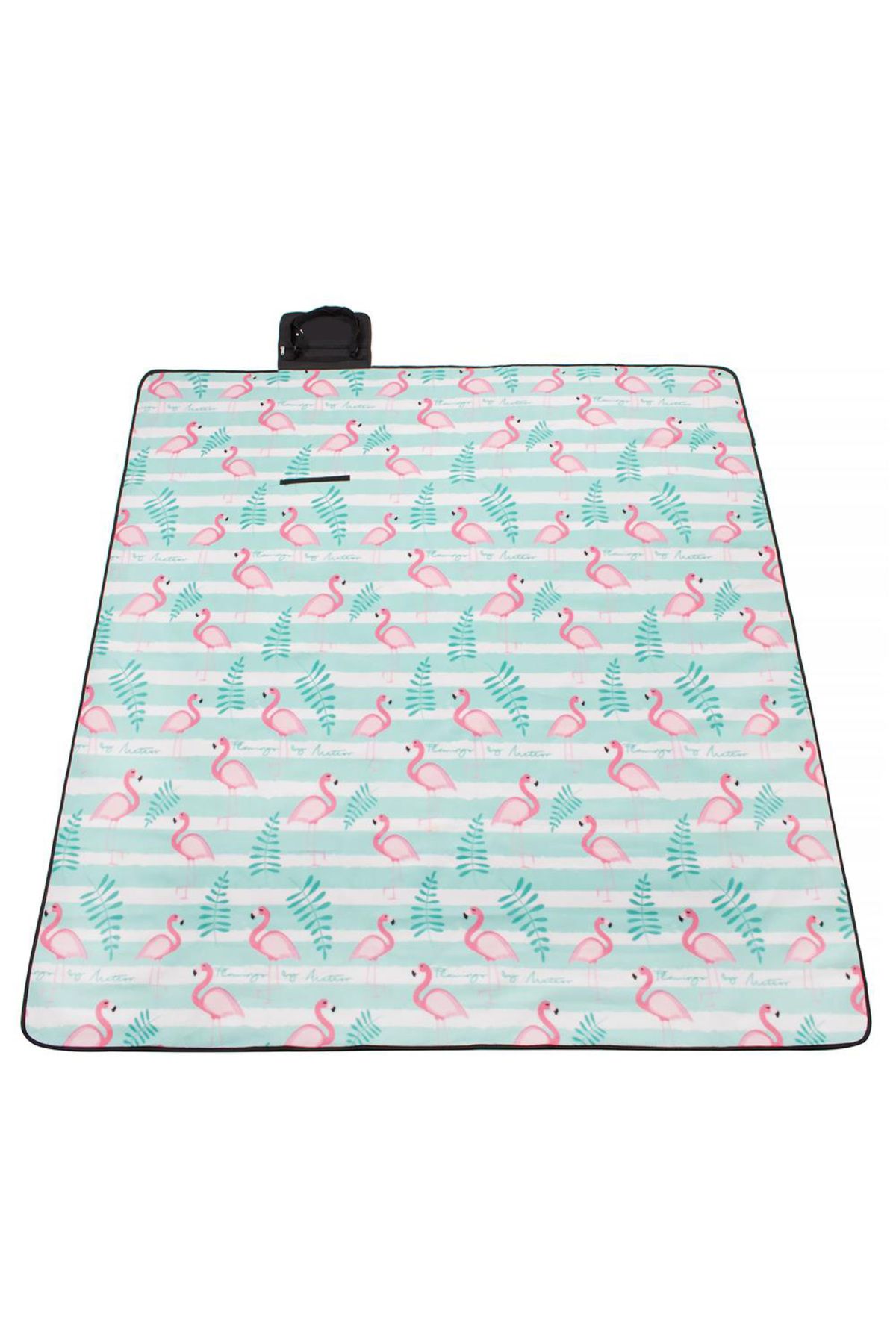 SERSIMO-Picnic or beach blanket, with insulating foil and handle, 200x200cm, flamingo, pink green 2