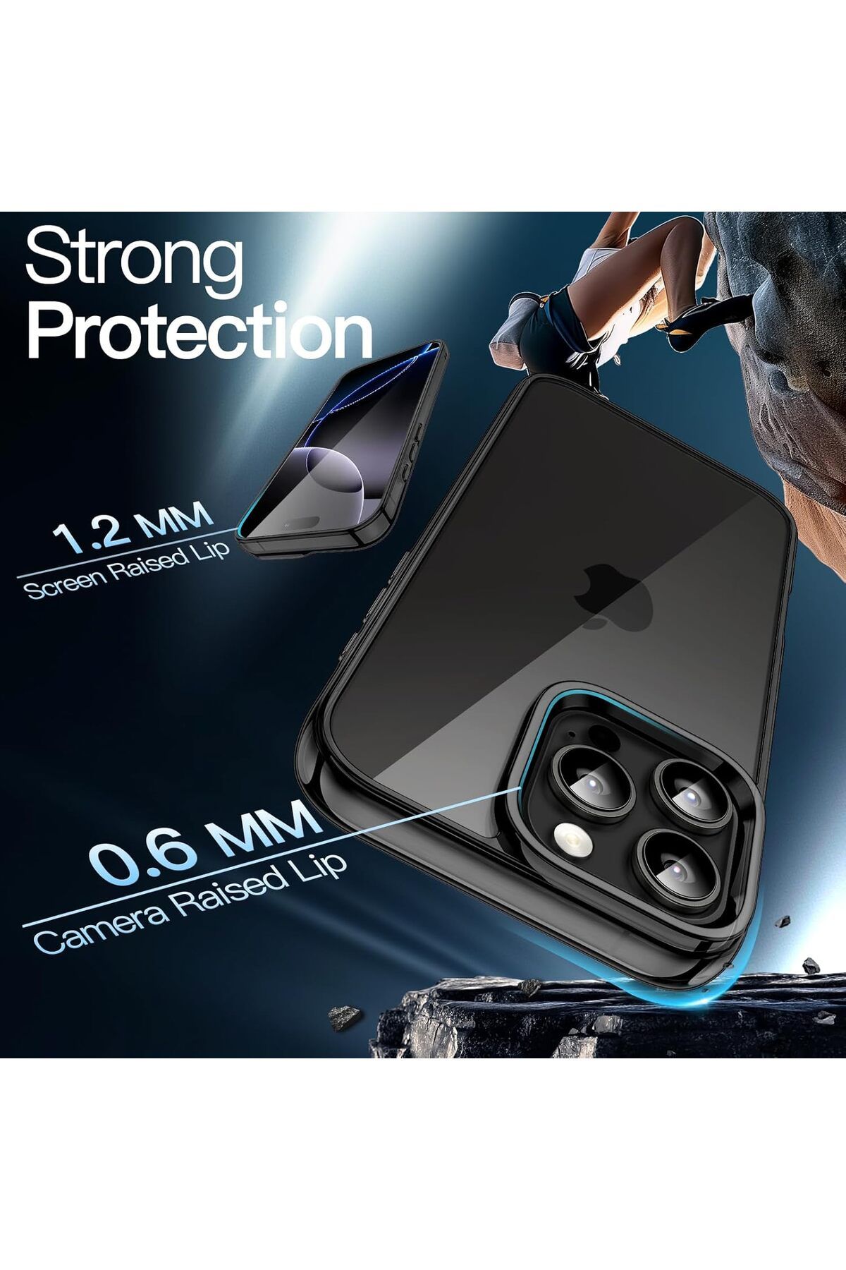 GENERAL-G-Tech Case for iPhone 16 Pro 6.3 inch, Transparent Scratch-Resistant Back - Black 7