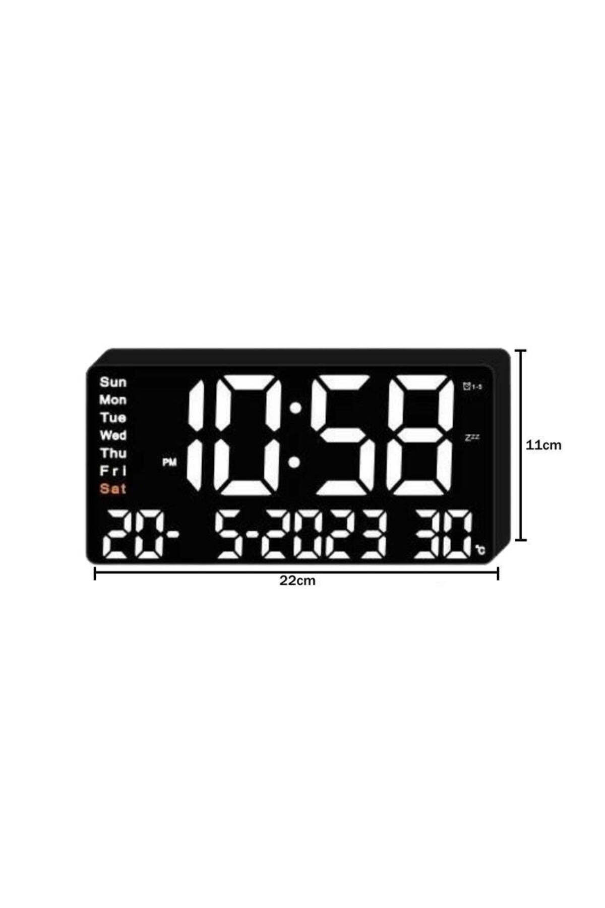 VTM-White Digital Table Clock with LED, Alarm, 3 Brightness, Calendar, Temperature, Snooze 5