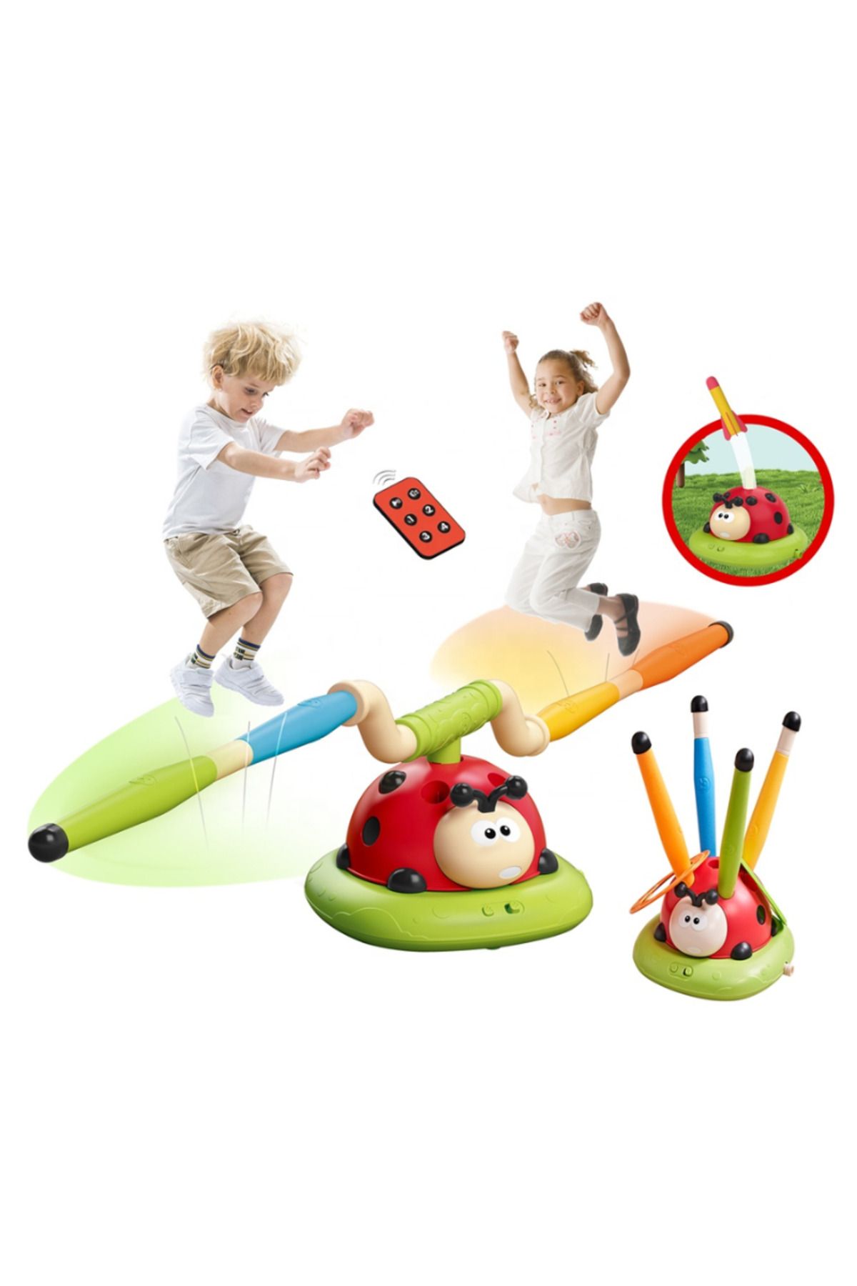 LUDIRO-3 in 1 Interactive Ladybug, Jump Rope, Ring Thrower and Rocket Launcher, With Remote Control 3