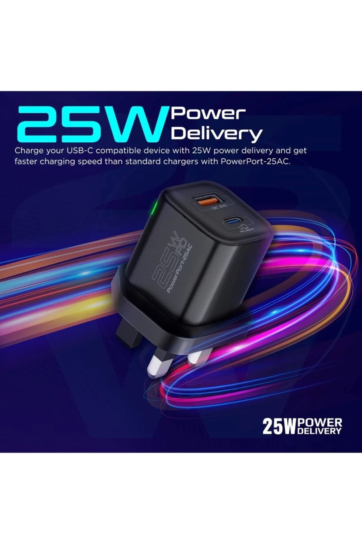 Promate-Ultra-fast Dual Port Ac Charger With 25w Power Delivery And Qc 3.0 6
