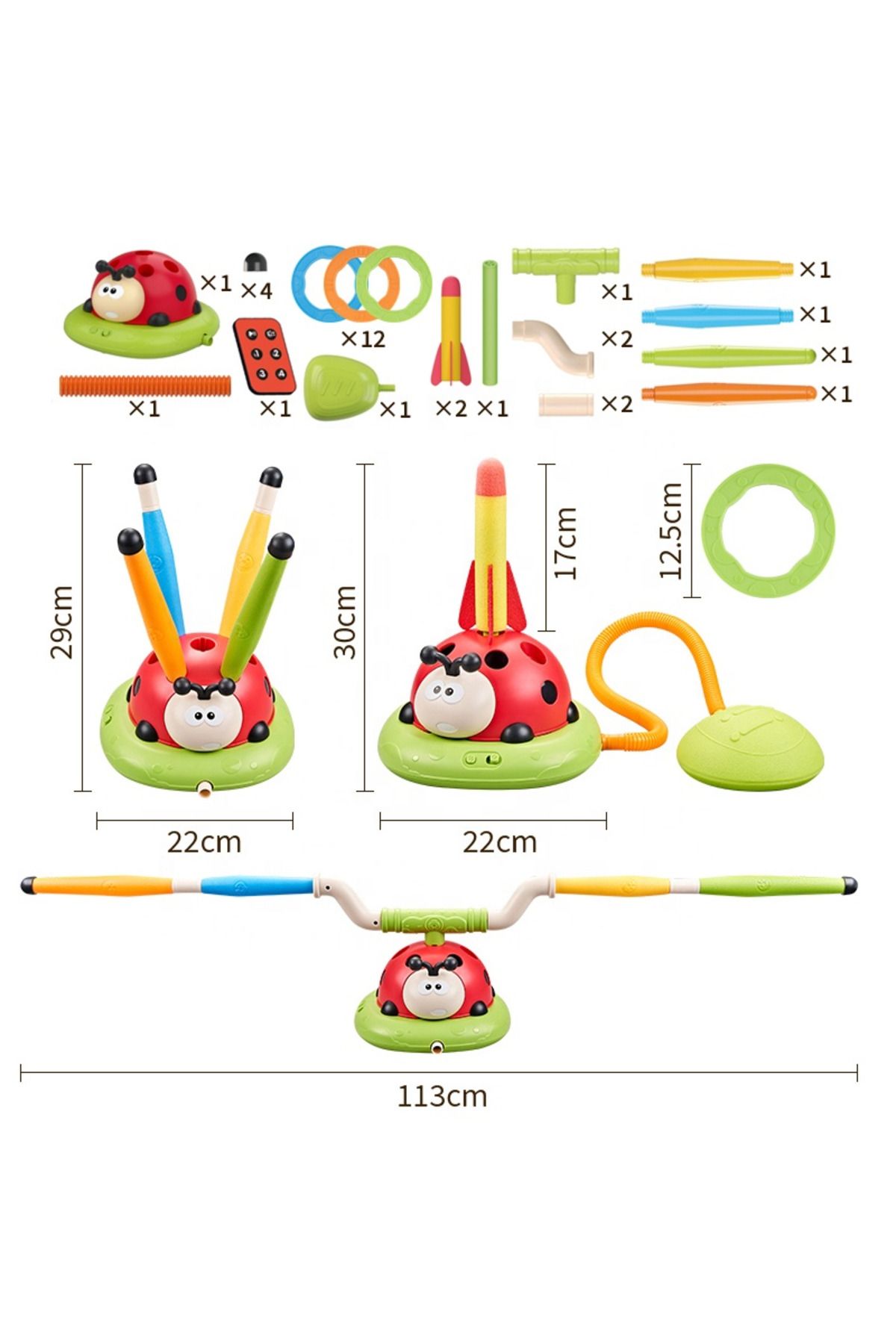LUDIRO-3 in 1 Interactive Ladybug, Jump Rope, Ring Thrower and Rocket Launcher, With Remote Control 7