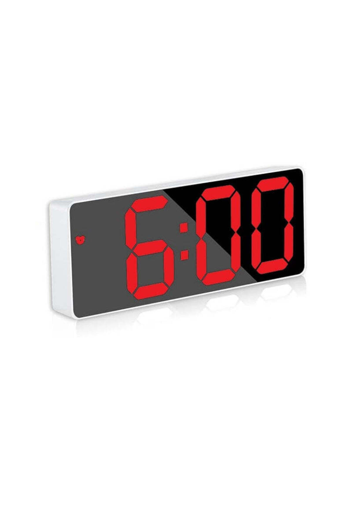VTM-White Digital Clock with Red LED, Temperature, Alarm, Voice Control, 2 Brightness Levels 1