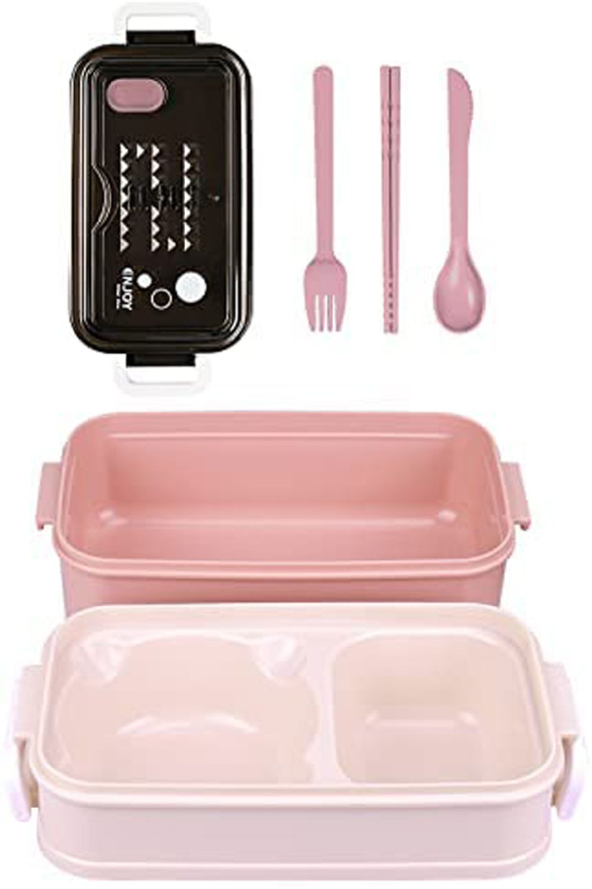 Cozy Nest-Bento Lunch Box for Adults & Kids 2 Compartments and Divider with Cutlery Set for School & Work 3
