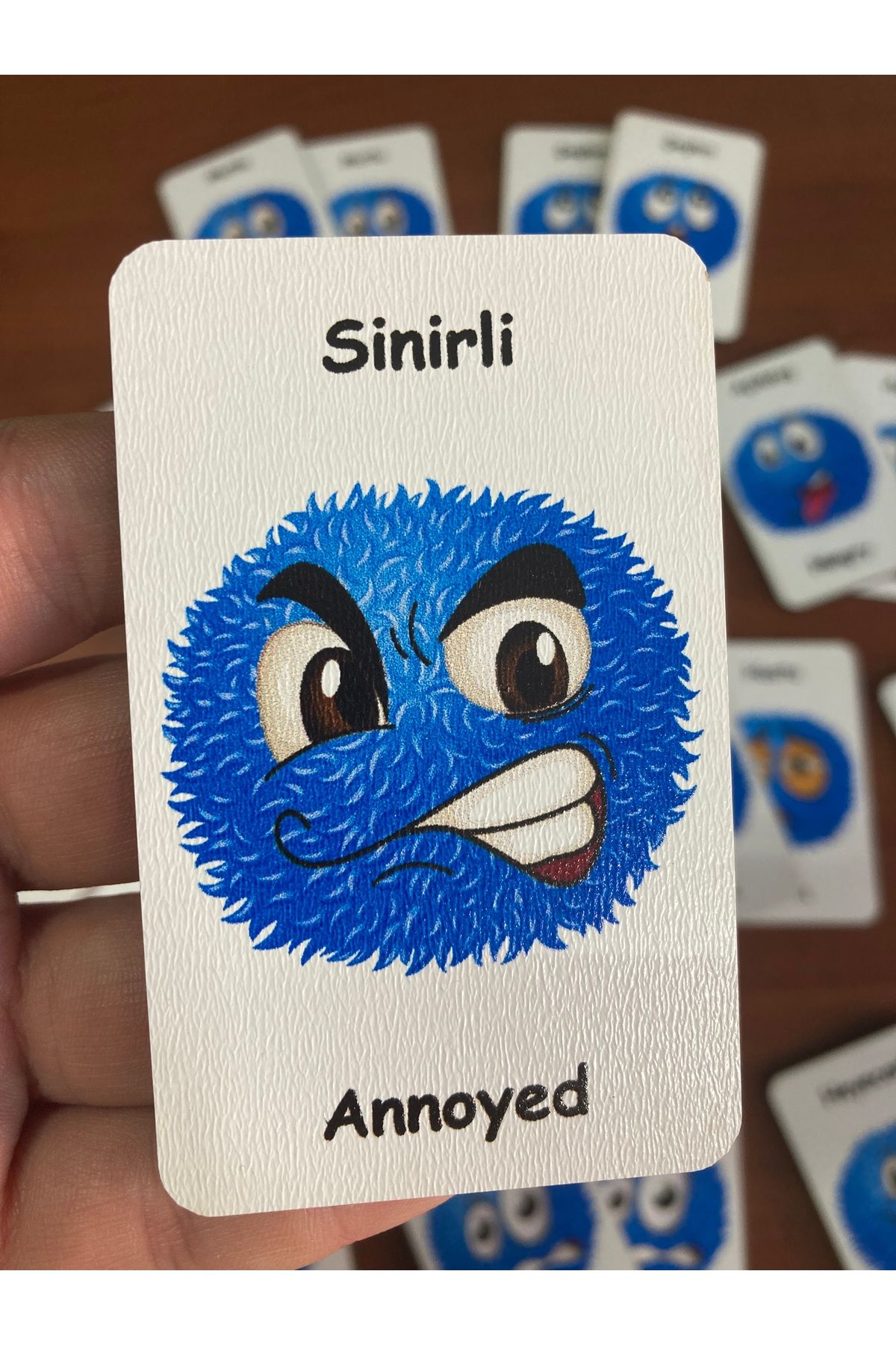 Leelii Tasarım-Cute Emotion - Facial Expressions Wooden Memory Matching Cards Turkish - English Memory Game 5