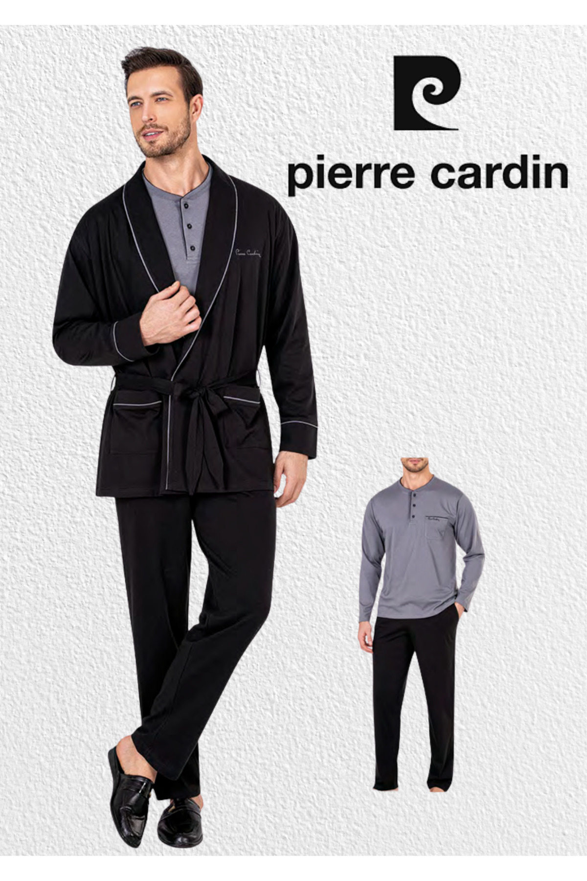 پیر کاردین ست لباس خواب مردانه سه تکه جعبه‌ای و آستین بلند L1.PC.5605.01