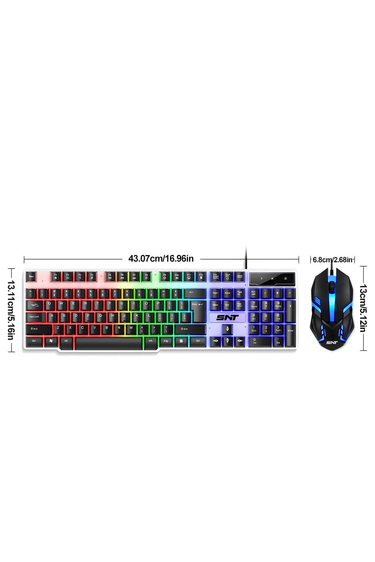 SNT TF-230 RGB Gaming Klavye Mouse Seti | Oyuncular için Işıklı