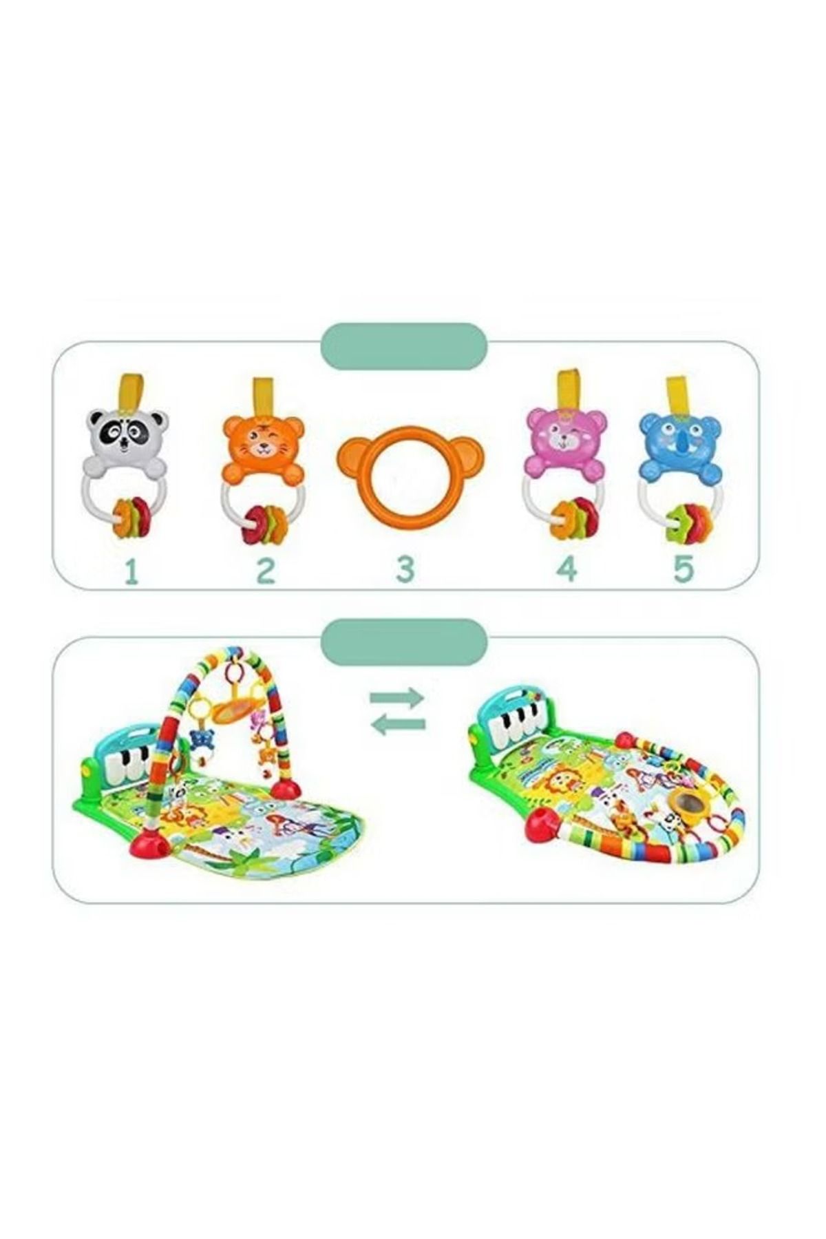 rexa-Interactive Baby Play Mat with Piano – Soft Activity Gym for Early Development 2