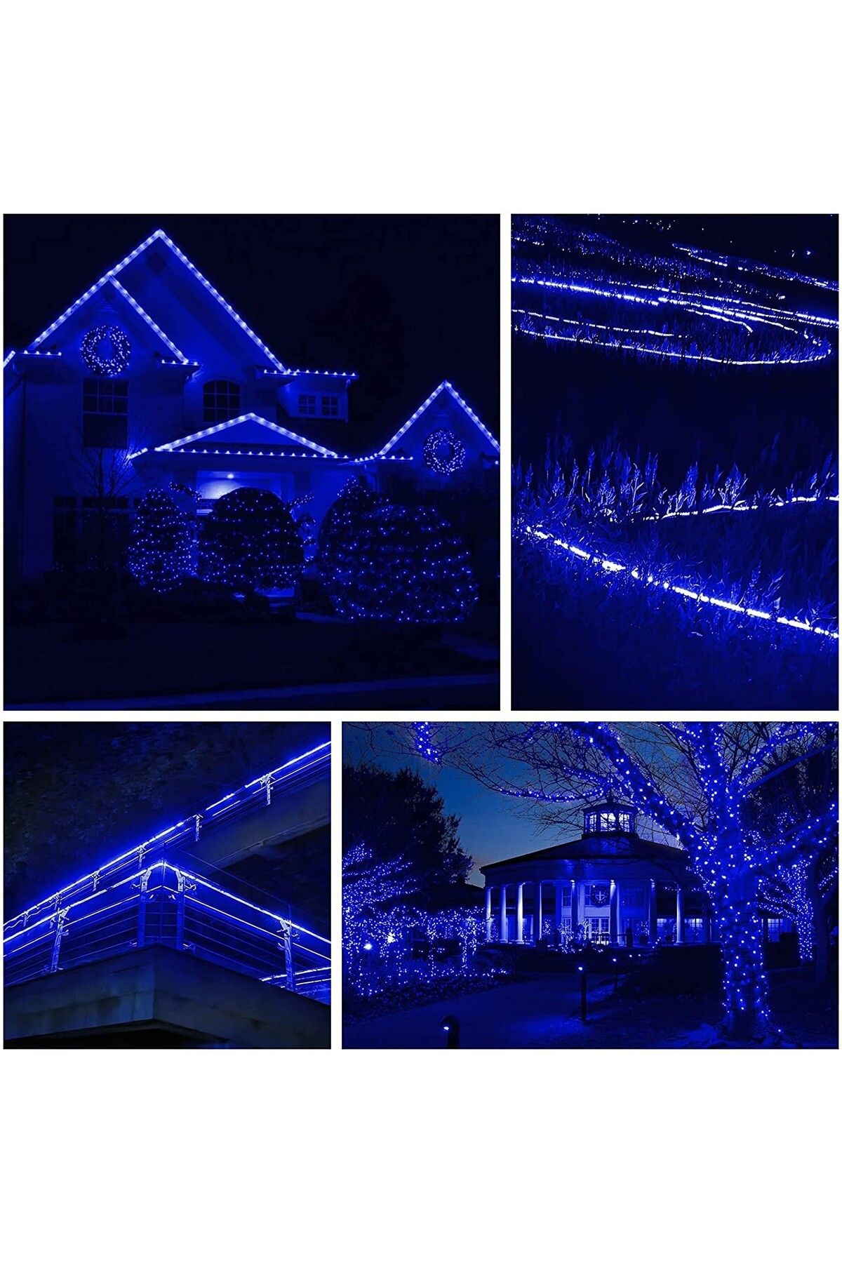 Teo-Instalatie Craciun, 28 m, 672 Led-uri, Furtun Luminos, Albastru, Transformator, 8 jocuri de lumini, 2