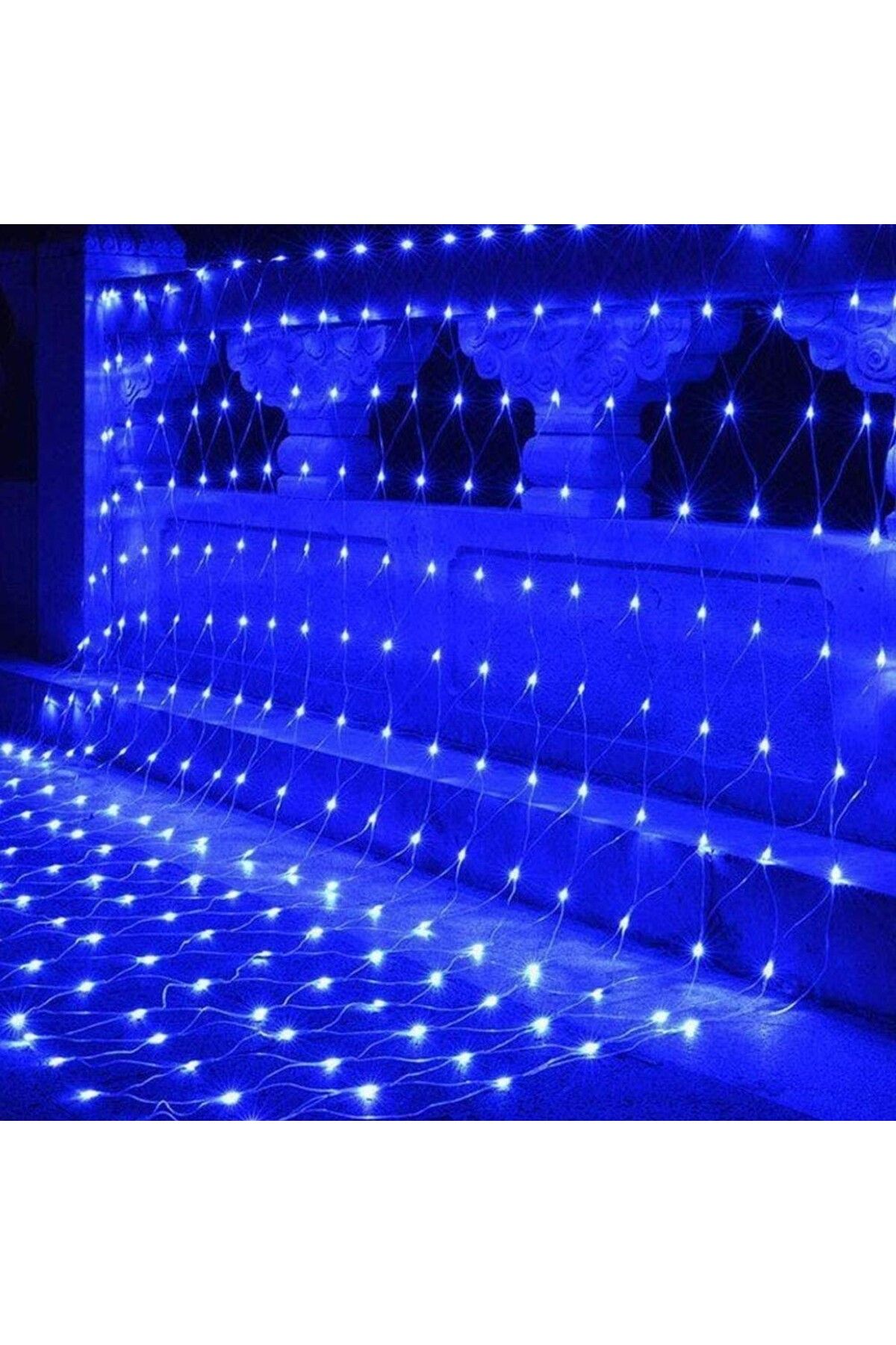 Teo-Instalatie Craciun, Tip Plasa, 2 m x 2 m, 160 LED-uri, Albastru, 8 jocuri de lumini, Transformator c 3