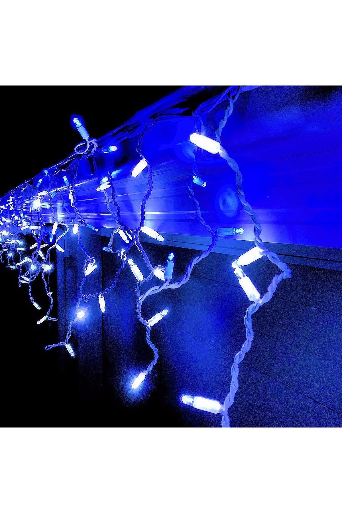 Teo-Instalatie Craciun, 5 m, 143 Led-uri ,Franjuri, Albastru, Flash, Transformator, Interconectabila, Pr 5