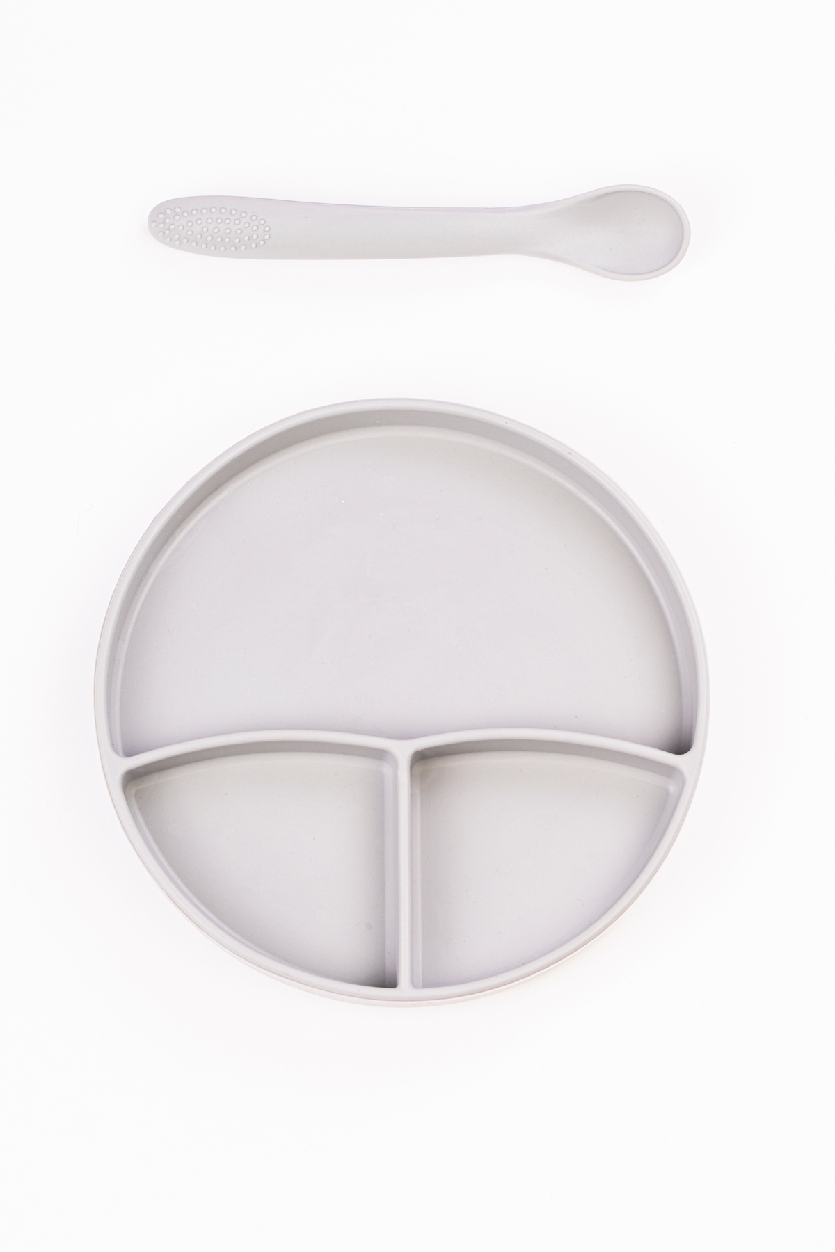 NoiBaby Vakum Tabanlı Silikon Tabak - Silikon Kaşık 2'li Set - ( Gri ) fotoğrafı 6 (önizleme)