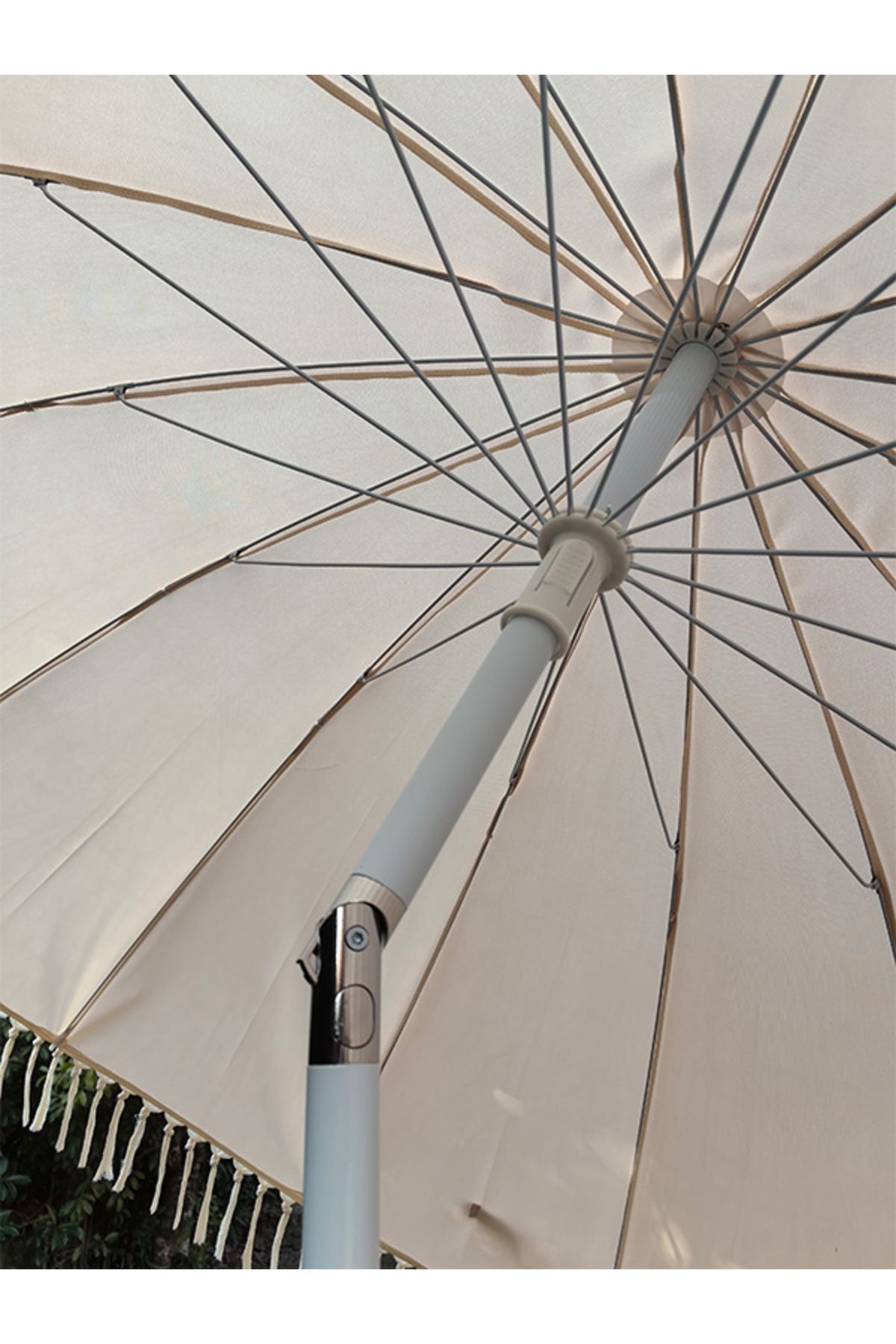 TWT-Fringe Tassel Detail Tilt Mechanism Parasol with Base 2.2m 6