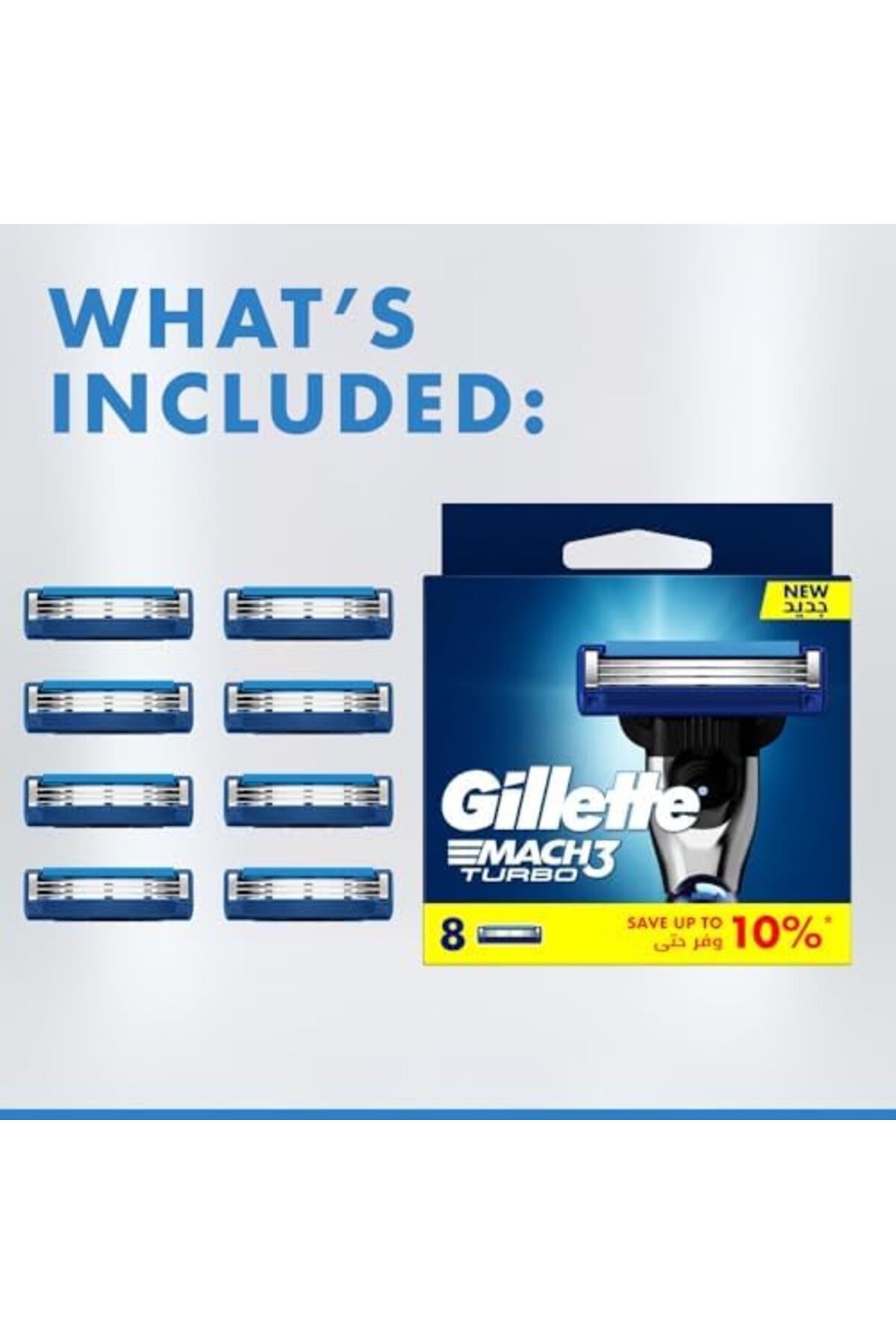 Gillette-Mach3 Turbo Men's Refillable Razor: 8 Blade Refills 7