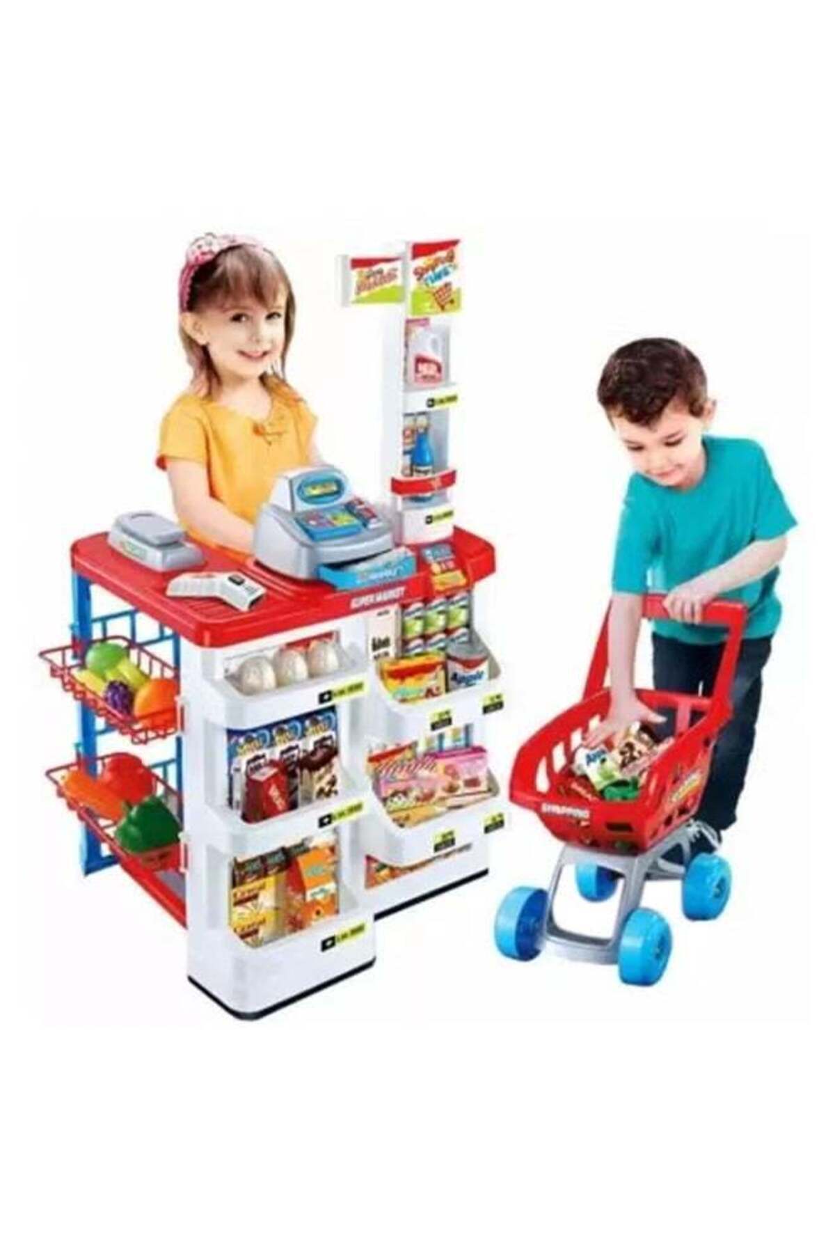 مجموعة إكسسوارات سوبر ماركت منزلية تظاهرية مع عجلات، مجموعة ألعاب لعب الأدوار للأطفال