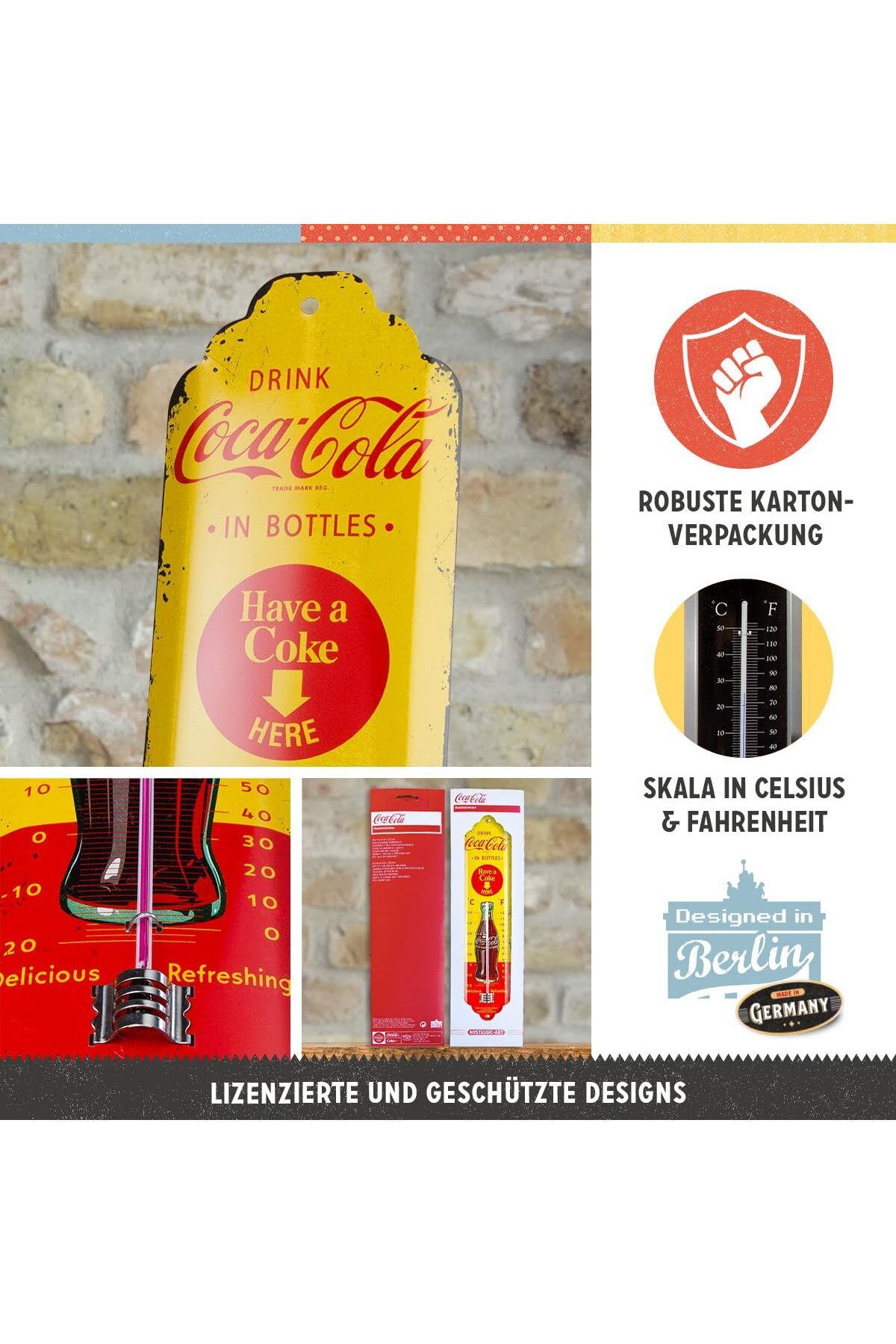 Nostalgic Art-Termometru analogic Nostalgic-Art Coca-Cola - în sticle galbene 3