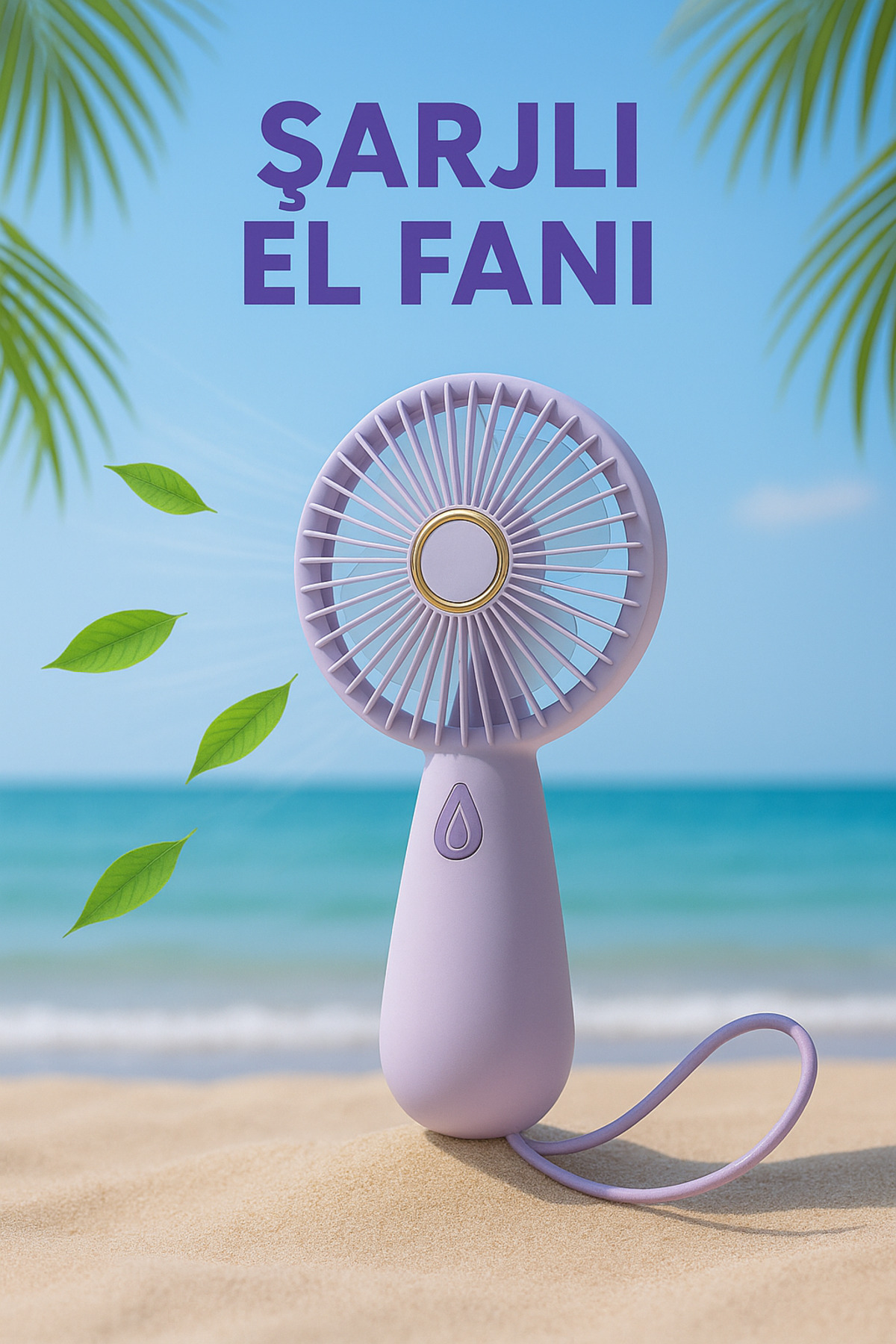 Ecuy Şarjlı Sessiz Güçlü El Fanı Mini Taşınabilir USB Vantilatör 5 Pervaneli Fan