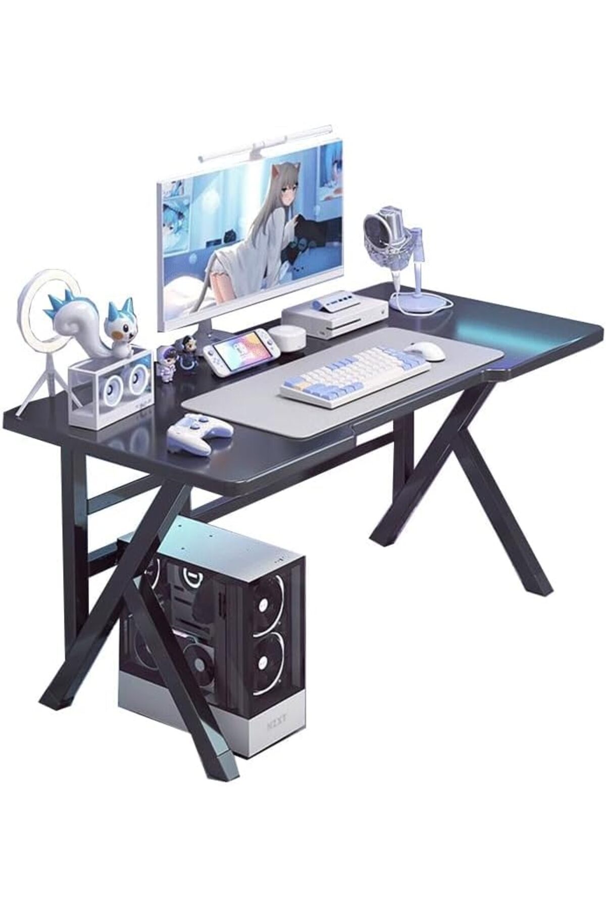AGD-Gaming Computer Desk in K-Shape by AGD, 100 cm, Black 6