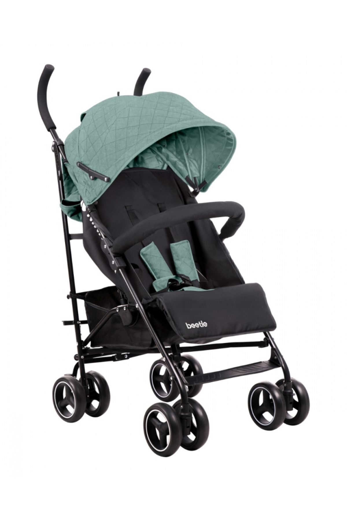 Kikka Boo-KikkaBoo Beetle Mint Baby Stroller with Adjustable Backrest, Removable Bumper Bar, Folds 2