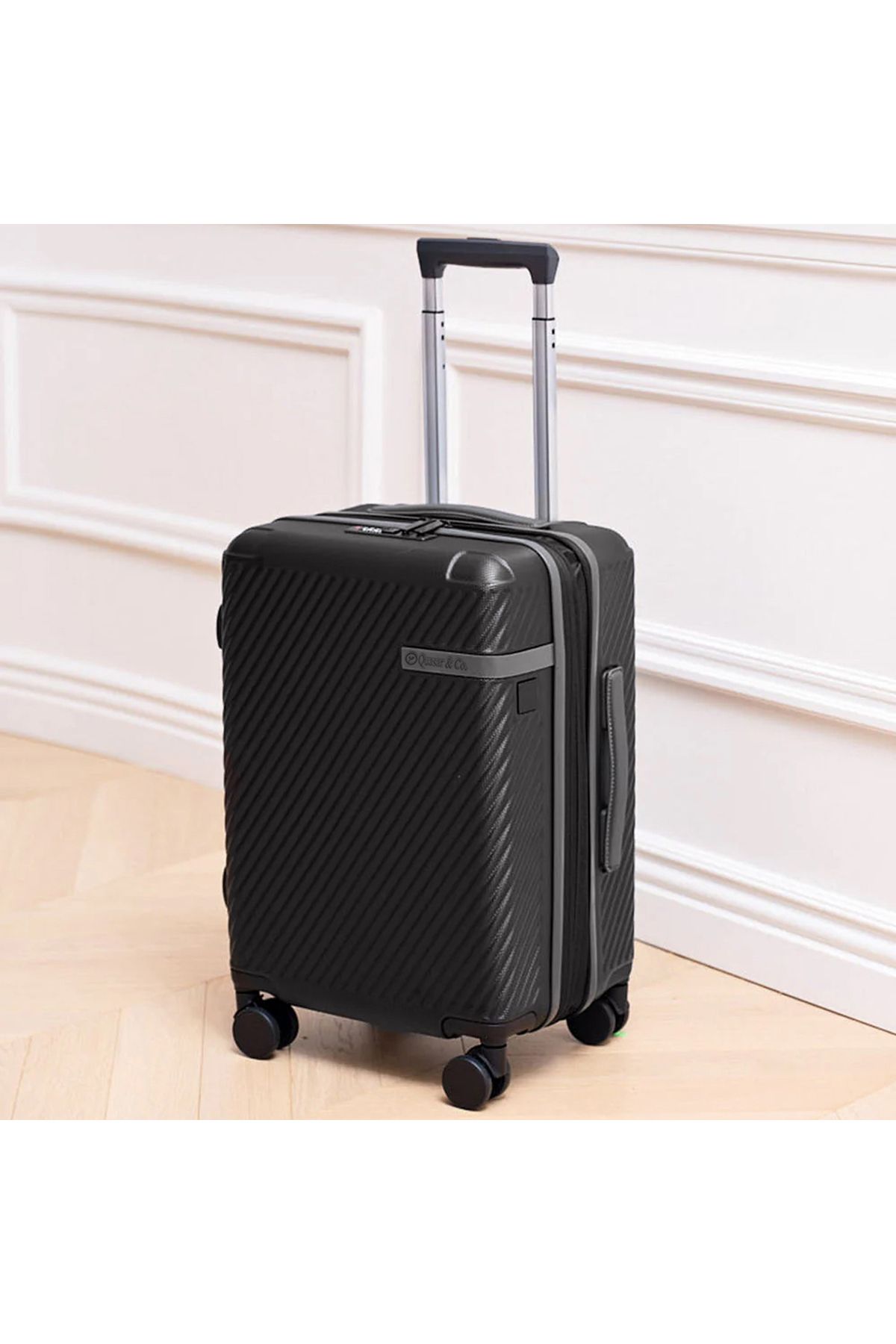 Quasar & Co.-Set of 3 trolleys S/M/L, suitcases, luggage with lock, telescopic handle, suitcases with 4 double wheels, ABS, black 4