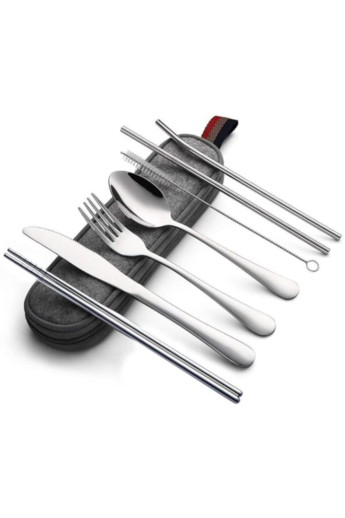 Generic-Arabest Travel Utensils Set, 8-piece Reusable Utensils Set Tableware with Case and Straws, Portable 1
