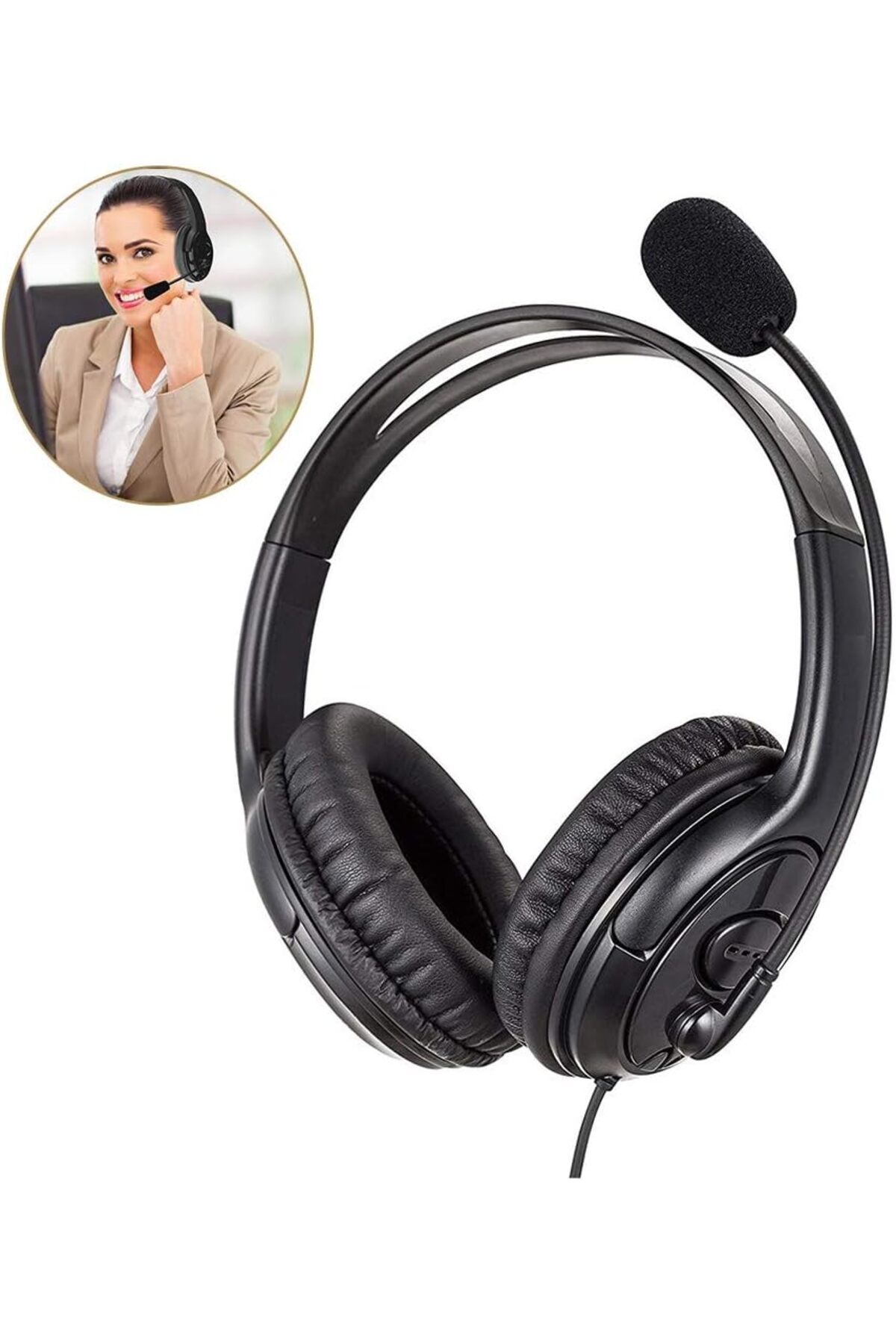 Generic-Headset Call Center Headphone with Microphone Noise Cancelling Over Ear Wired Headphone Computer 2