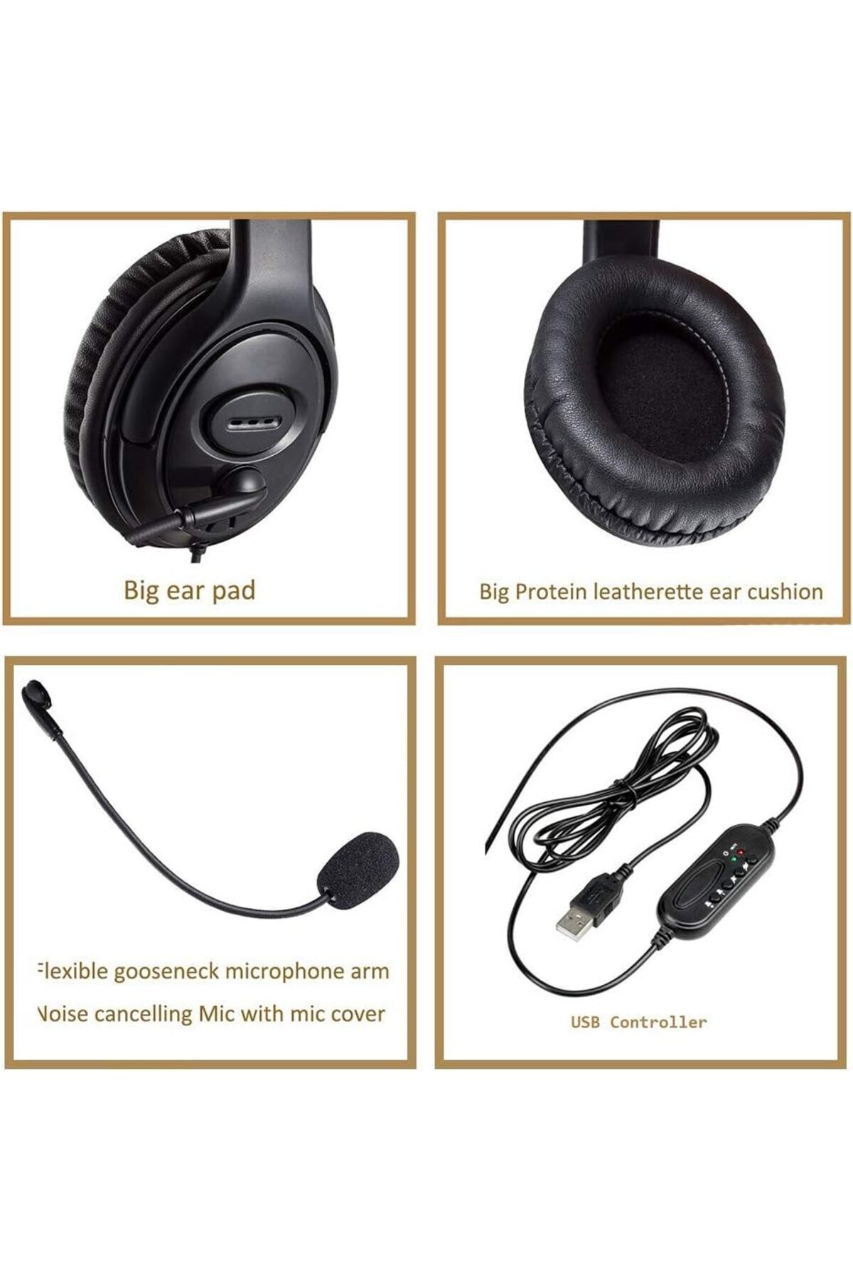 Generic-Headset Call Center Headphone with Microphone Noise Cancelling Over Ear Wired Headphone Computer 6