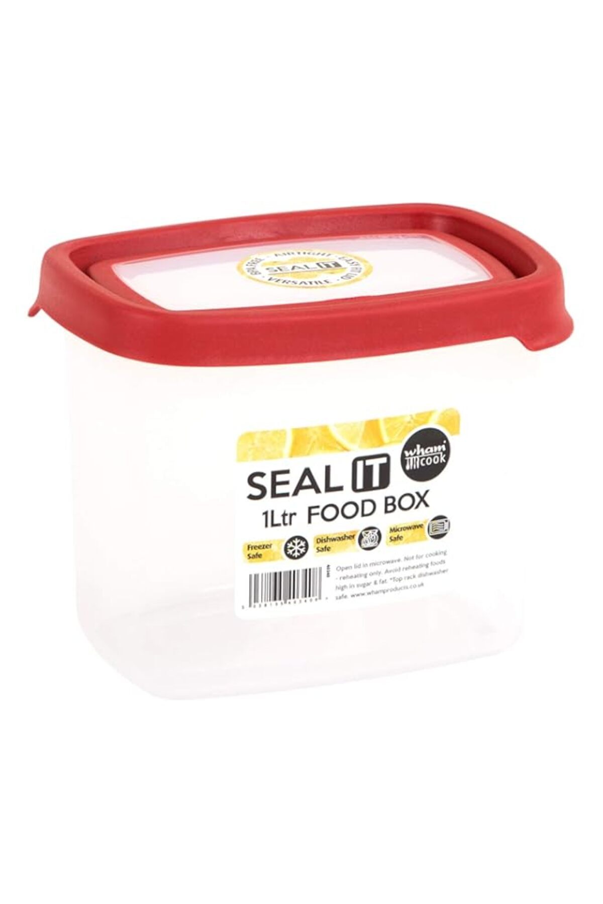 Generic-Wham Seal It Rectangular Food Box Red - 1000 Ml Clear/Red 1
