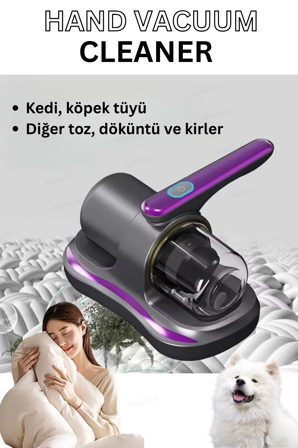 Abbruch Şarjlı Kablosuz Yatak Kanepe Halı Toz Tüy Alerji Süpürge Uv Işınlı Ev El Vakum Temizleme Toz Giderme