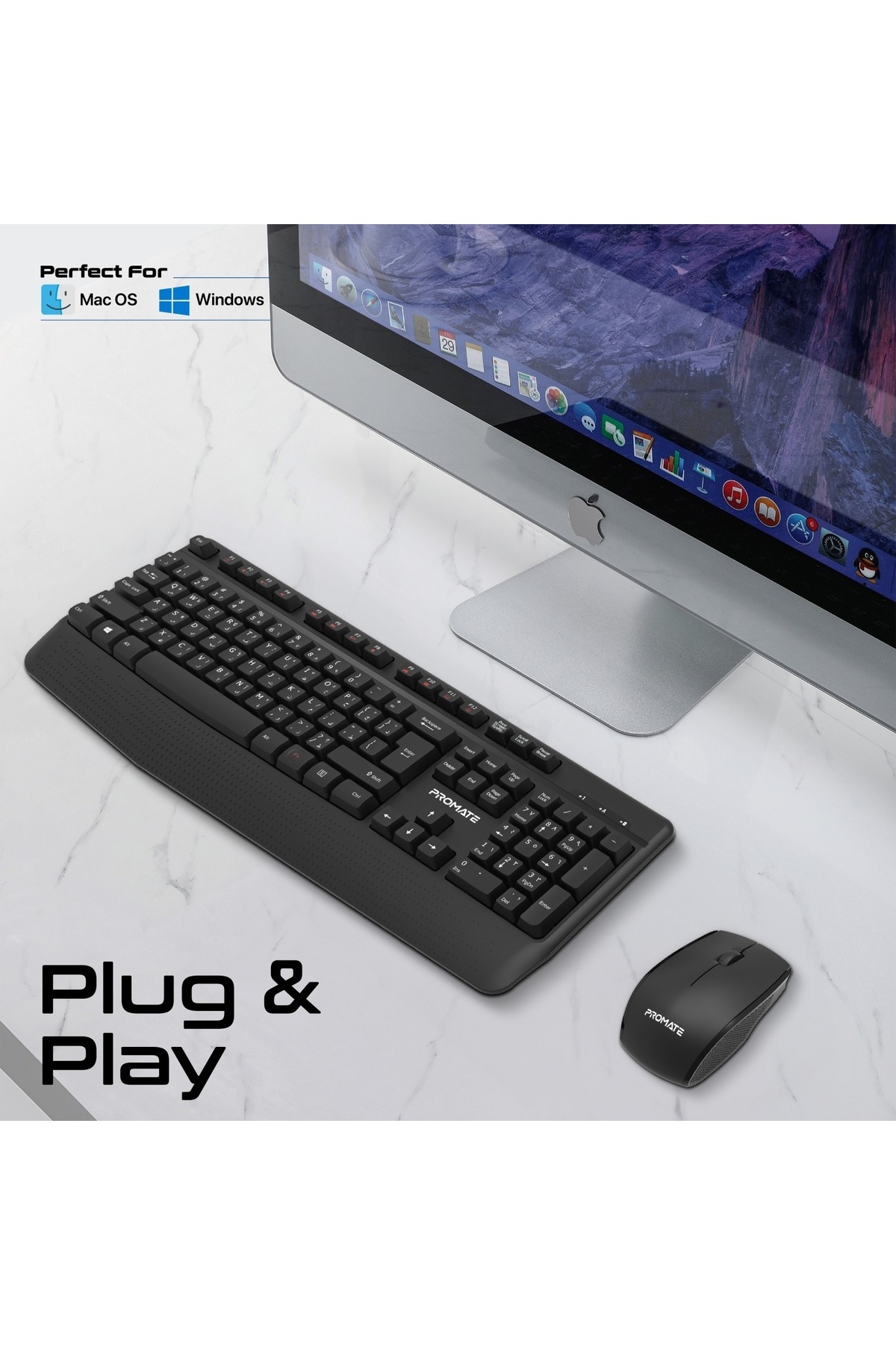 Promate-Ergonomic wireless Multimedia keyborad plam resta Arabic/english 3