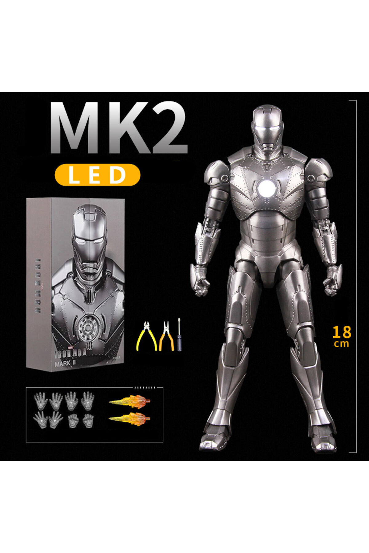 Choice6-MK2 LED ZD Toys LED Light Iron Man MK1 MK2 MK3 MK4 MK5 MK6 MK7 MK43 MK50 7" Movie Action Figure Tony 1