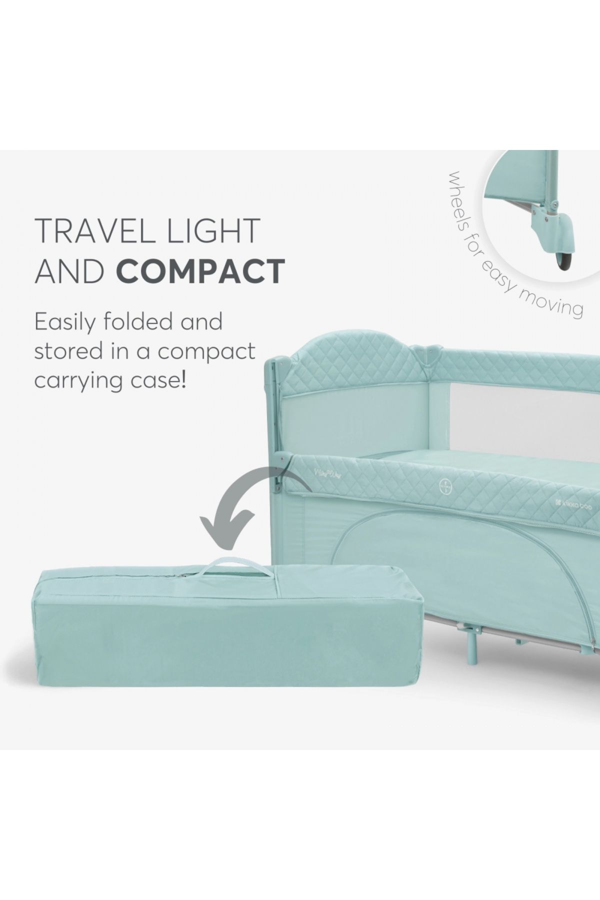 Kikka Boo-KikkaBoo Milky Way Mint folding cot with 2 levels, 3-level sliding side, folding 4