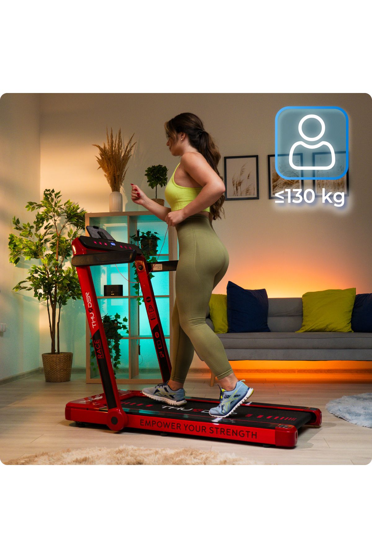 Thunder-Electric treadmill, Race-Red, Maximum speed 14km/h, maximum supported weight 130kg, Red 4
