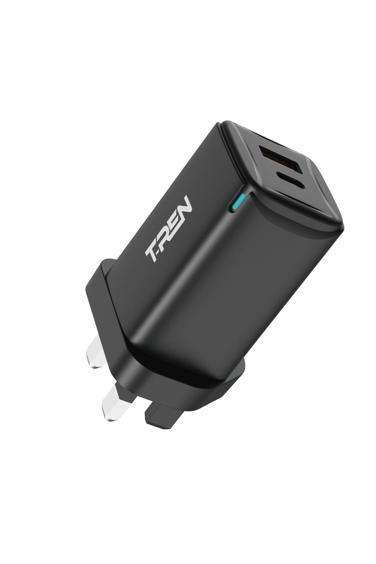 TREN-65W Fast Wall Charger with 2 USB Ports and BD - Ultra-fast charging and a compact design compatible with your devices with a warranty 1