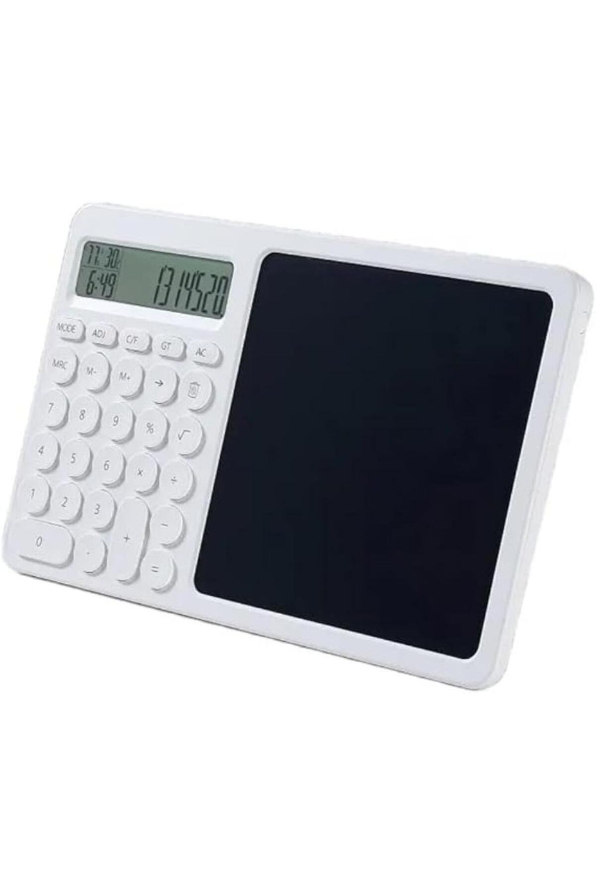 Tradeo-12-digit desk calculator with LCD, time display & erasable writing table,perfect for office & school 3