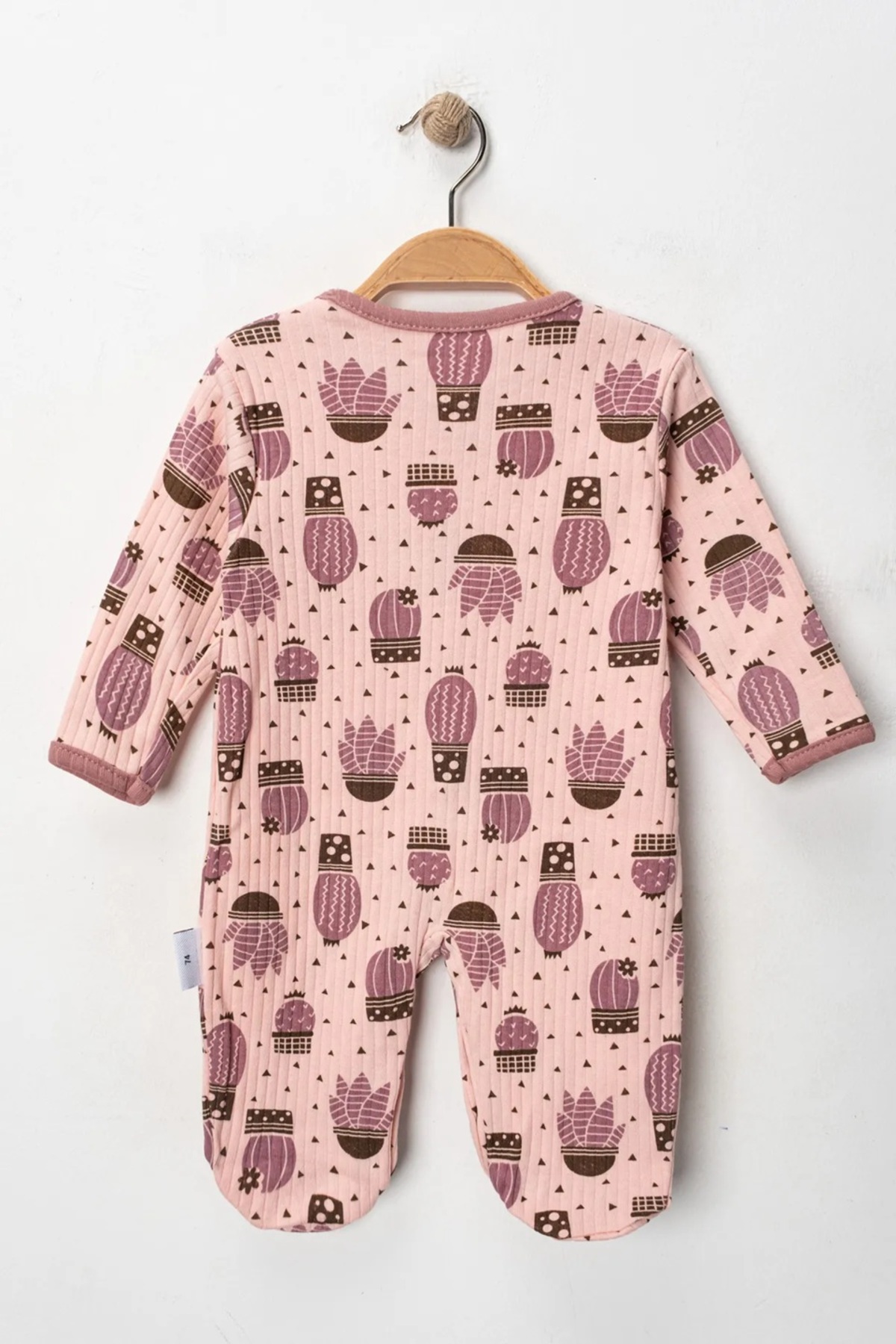 ENİA BABY Kız Bebek Yenidoğan 3-6-9 Kaktüs Çiçek Desenli Patikli 3lü Tulum Yenidoğan Kıyafet Seti fotoğrafı 3 (önizleme)