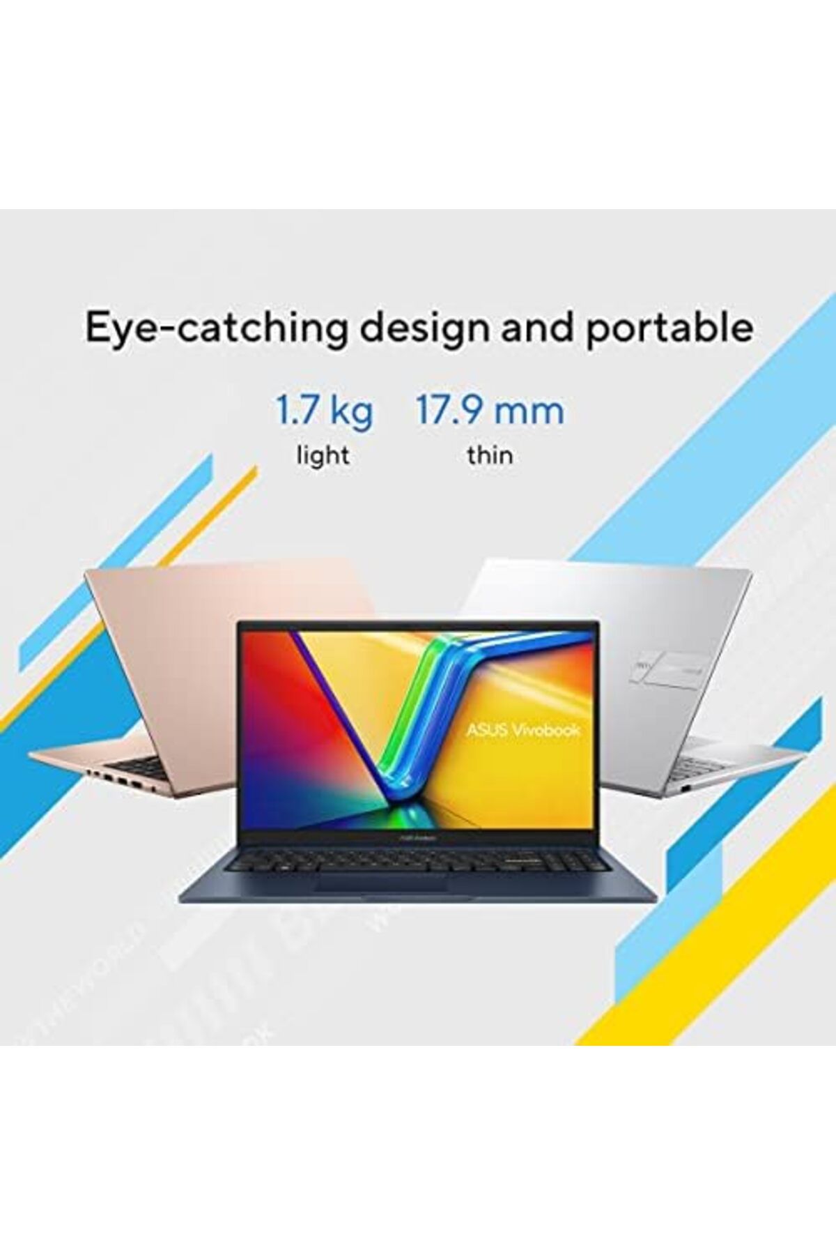 ASUS-VivoBook Laptop X1504VA-NJ121W, Intel Core i7-1355U-10Core, 16GB RAM DDR4, 512GB SSD Storage, 1 8