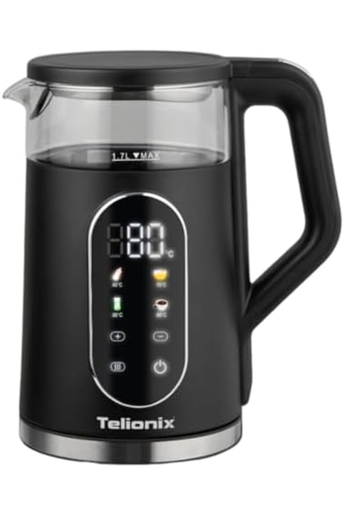 TELIONIX-Digital Kettle, 1.7L Capacity, 2200W, 360° Rotating Base, Borosilicate Glass, 13 Temperatu 1