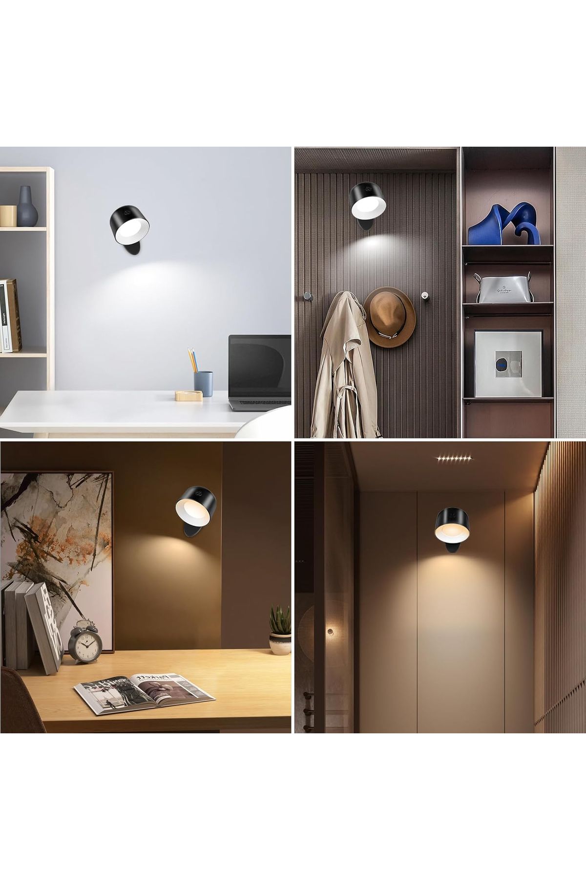 OEM-Rotating wall lamp with remote control, rechargeable, 5 brightness levels & 7 colors with 2500 mAh 5