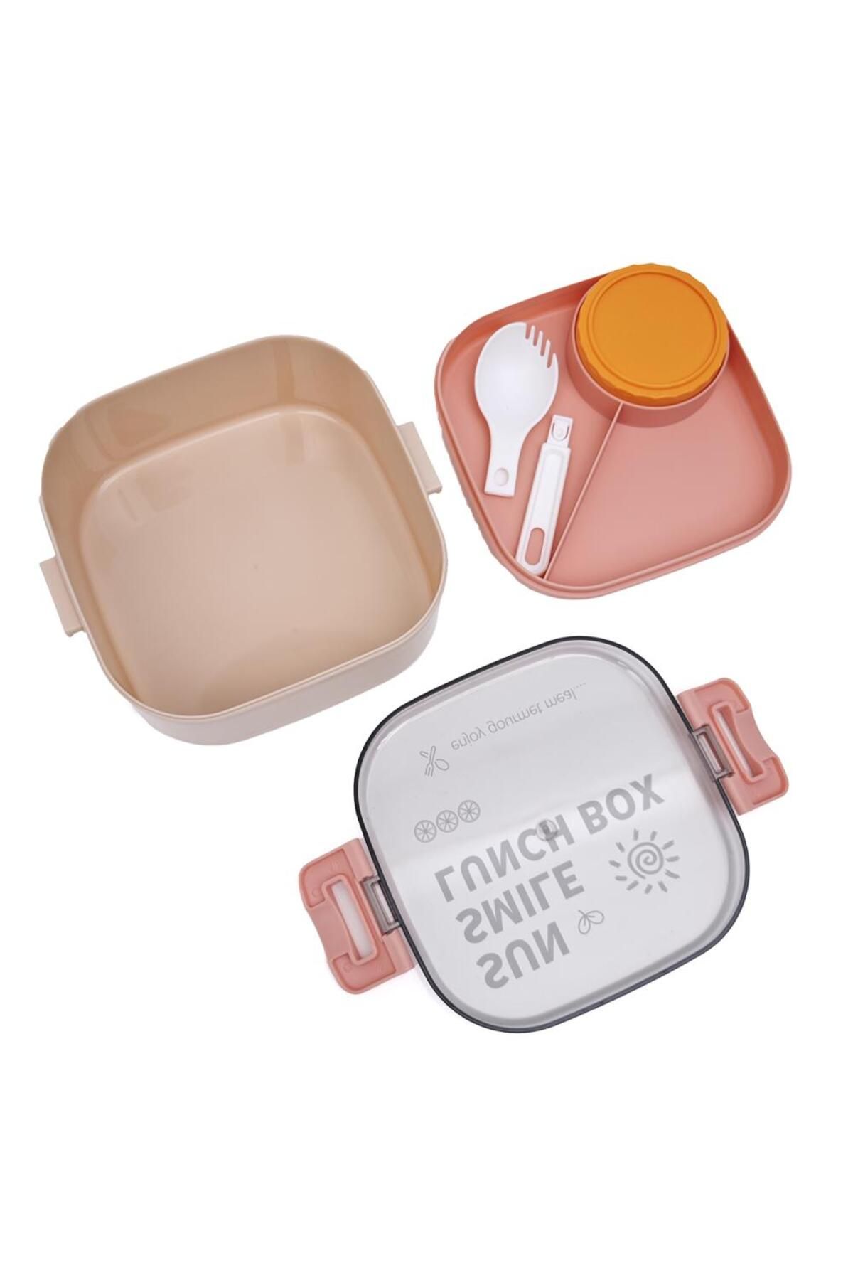 DNS-Square bento box with inner sauce bowl, 850 ml, pink WX8819 2