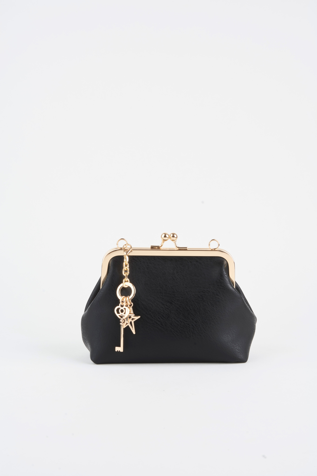 Vivaq  Kadın Siyah Anahtar Charm Hediyeli Burs Kapama Astarlı El Kol Ve Omuz Çantası - Görsel 5