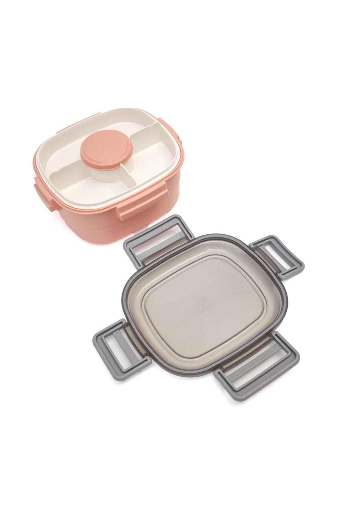 DNS-Children's bento box, transparent lid, 2 layers, compartment, 1600 ml, pink 6268 5