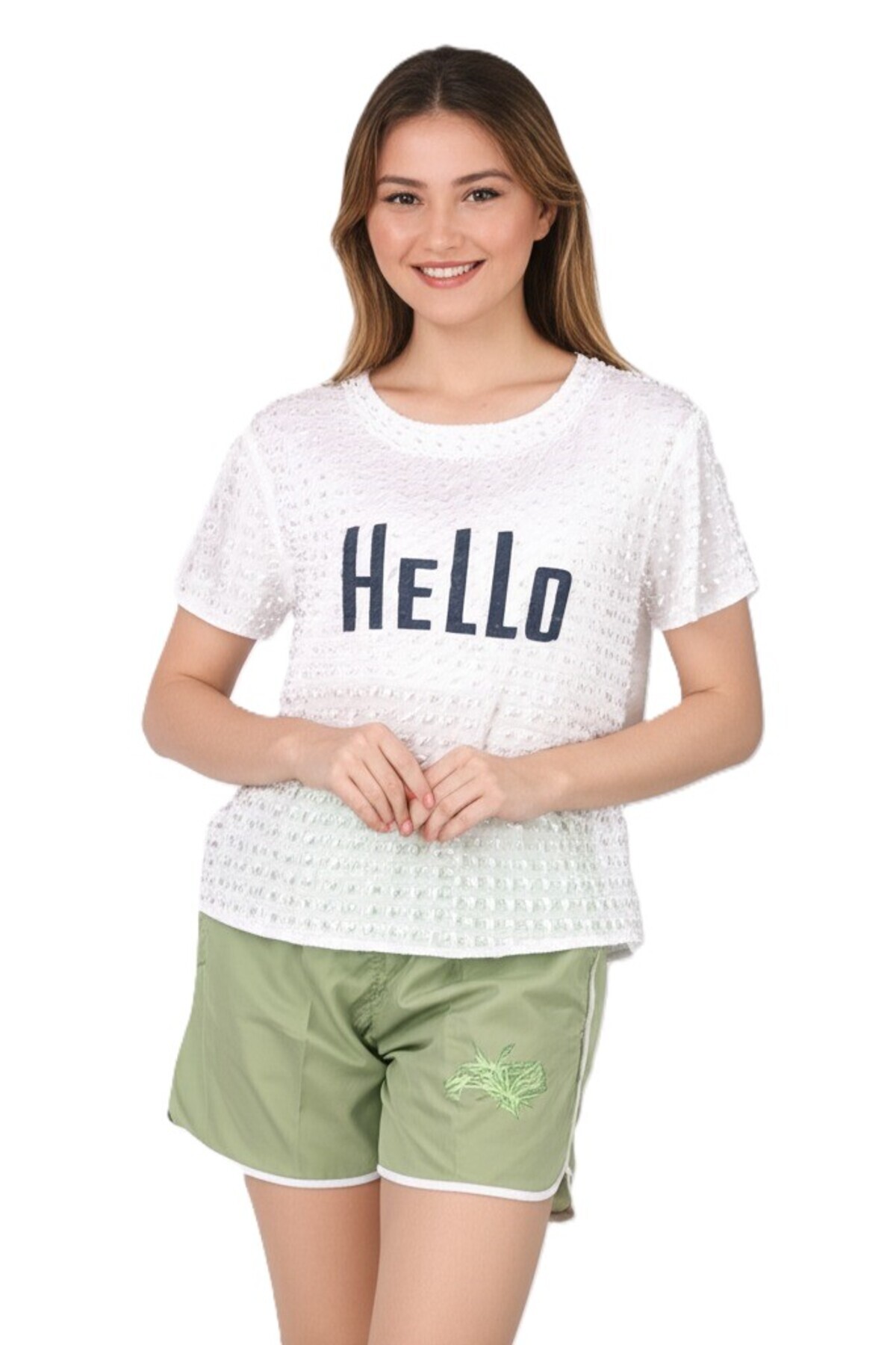 Oppland Kadın Plaj ve Deniz Şortu Günlük Hızlı Kurur Esnek Cepli Bağcıklı RahatKesim OPKPDS26OPMOD12