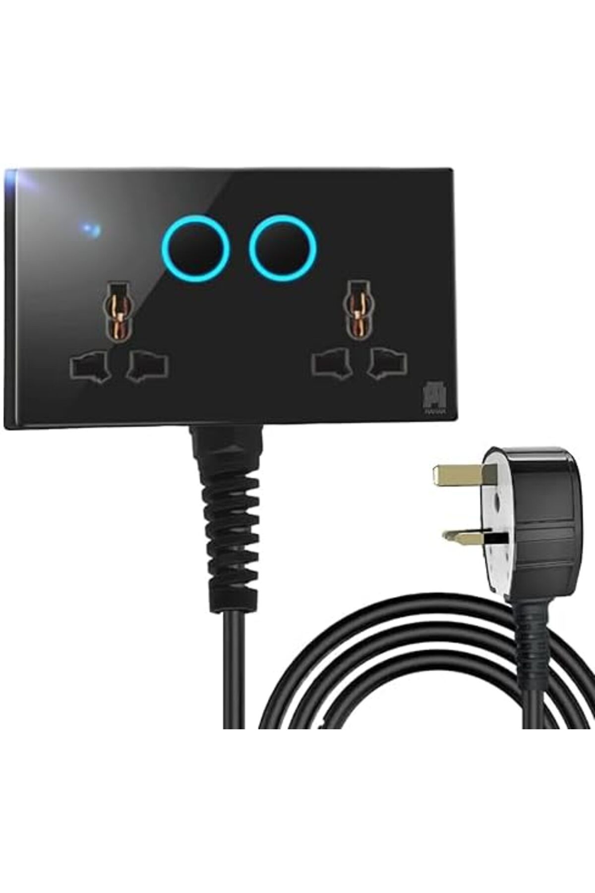 HASSAN-'s Dual Neon Indicator Extension with 13A Double Universal Glass Socket, Premium Tempered Fini 1